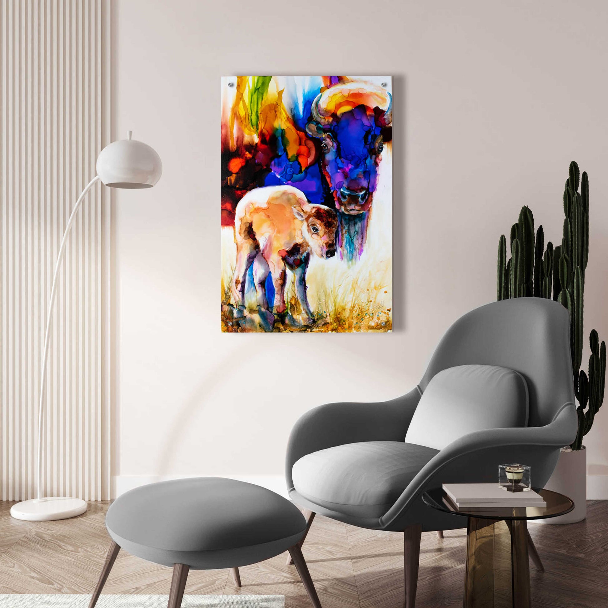 Epic Art 'Bison By Son_1' by Leslie Franklin, Acrylic Glass Wall Art,24x36