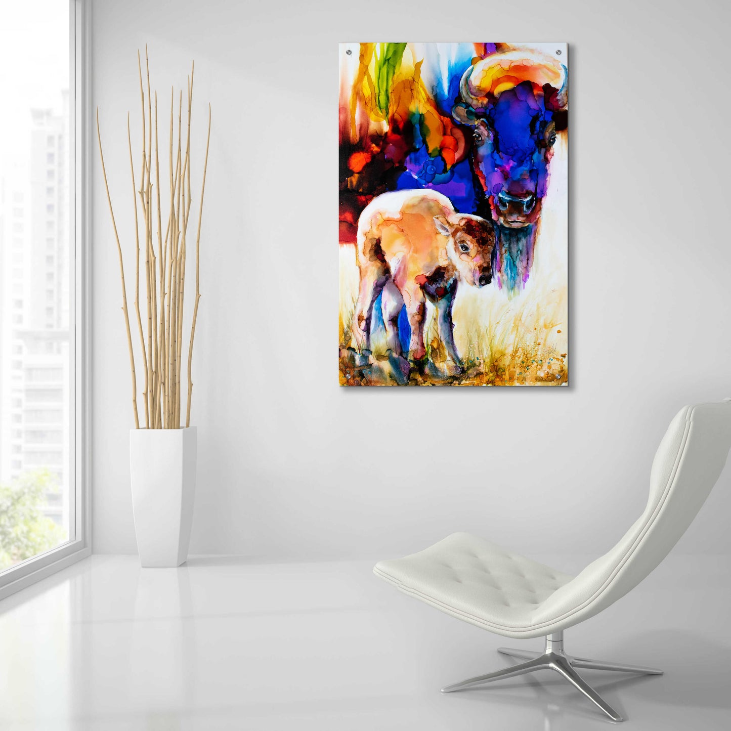 Epic Art 'Bison By Son_1' by Leslie Franklin, Acrylic Glass Wall Art,24x36