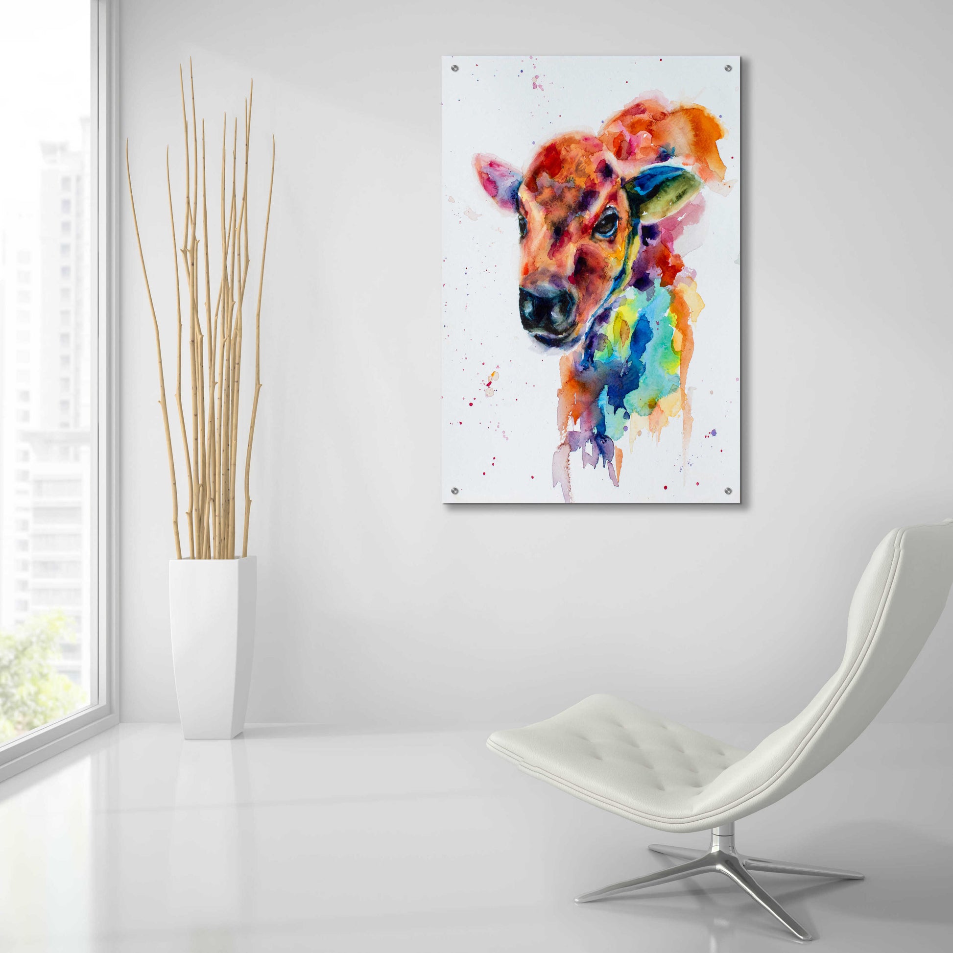 Epic Art 'Bison Calf_1' by Leslie Franklin, Acrylic Glass Wall Art,24x36