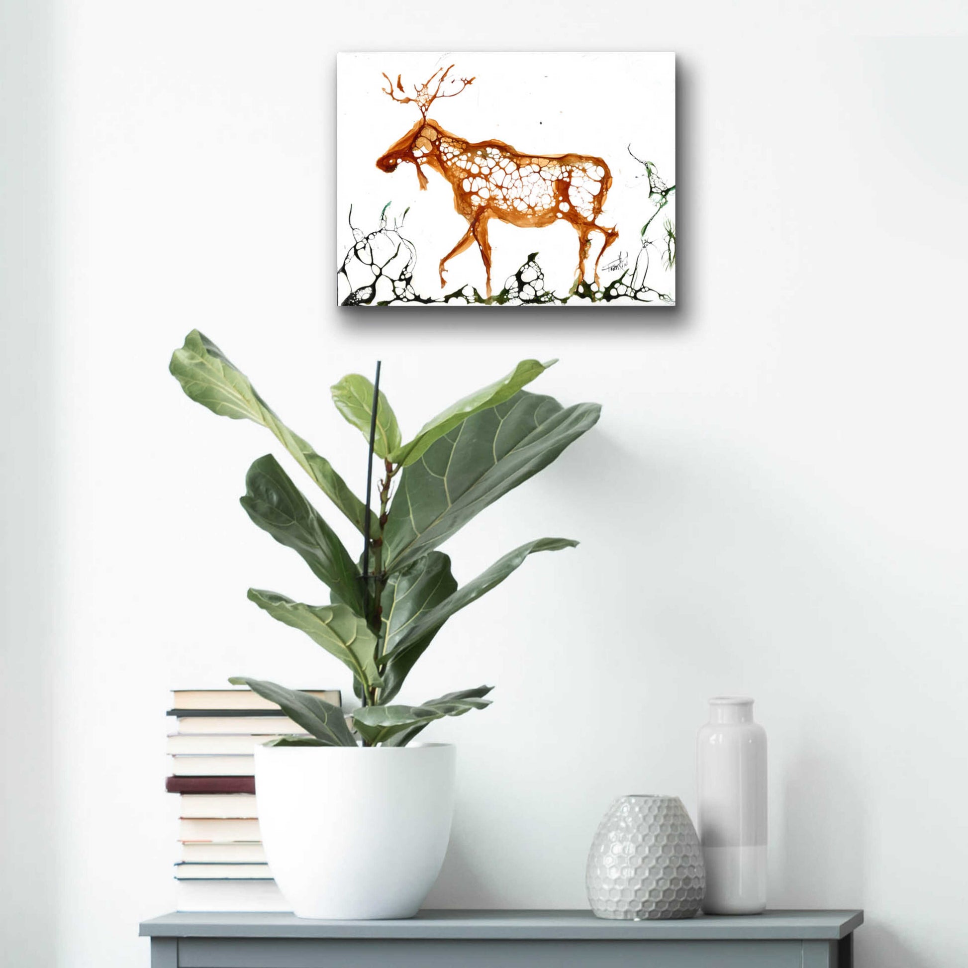 Epic Art 'Cellular Moose' by Leslie Franklin, Acrylic Glass Wall Art,16x12