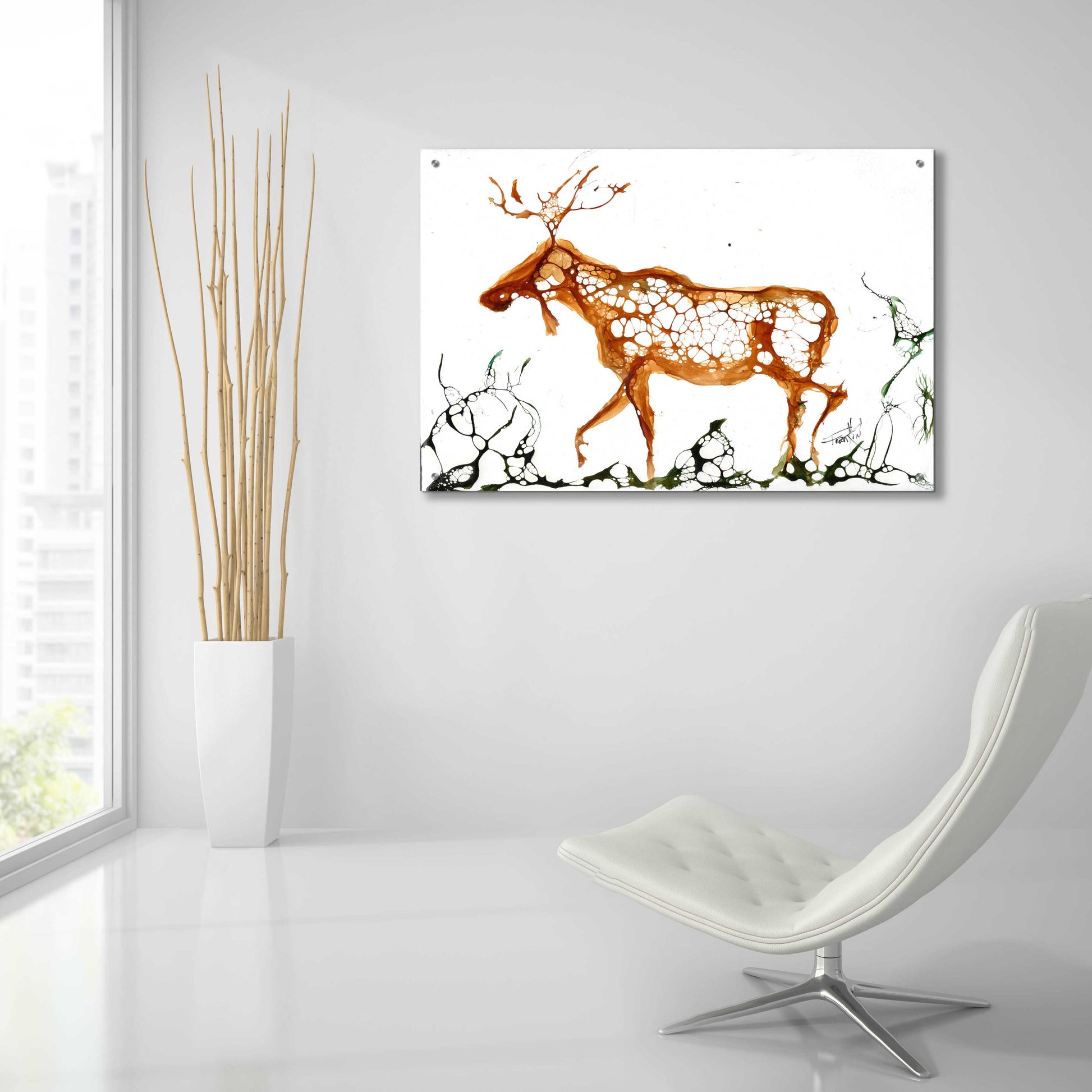 Epic Art 'Cellular Moose' by Leslie Franklin, Acrylic Glass Wall Art,36x24