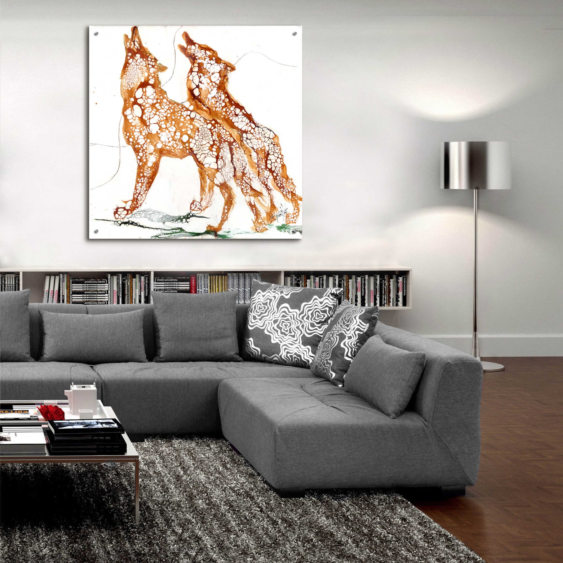 Epic Art 'Cellular Wolves2' by Leslie Franklin, Acrylic Glass Wall Art,36x36