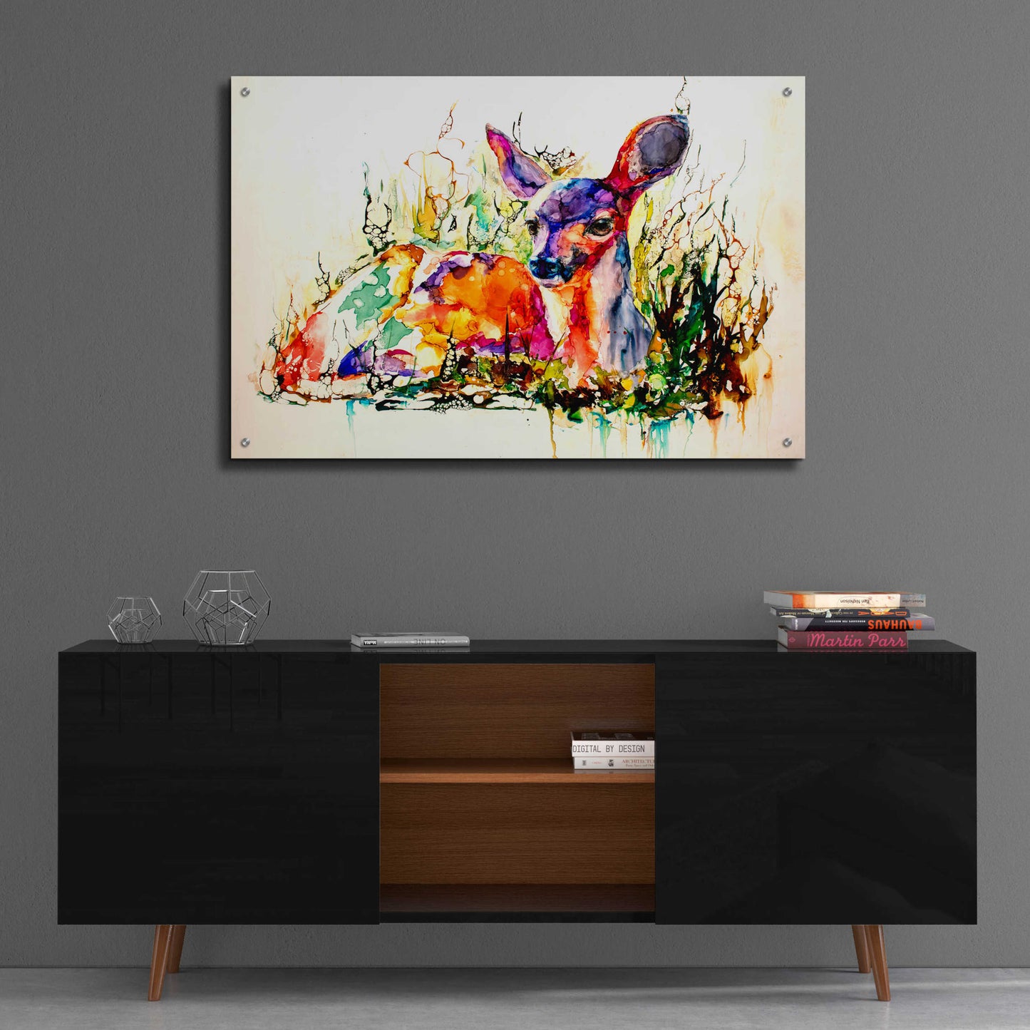 Epic Art 'Flora And Fawna' by Leslie Franklin, Acrylic Glass Wall Art,36x24