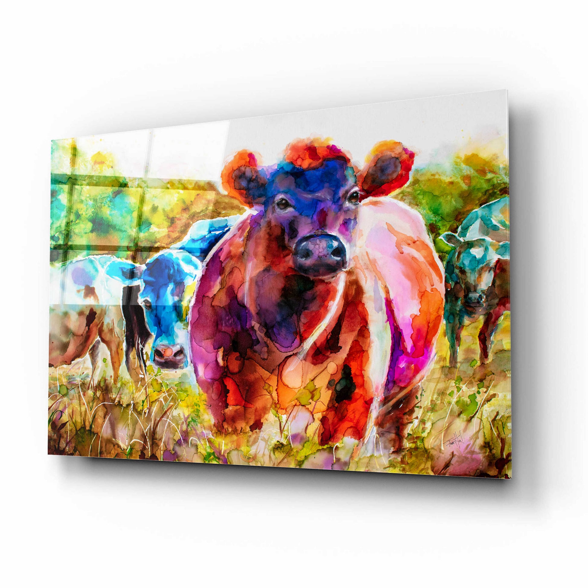 Epic Art 'Love Is A Cattlefield' by Leslie Franklin, Acrylic Glass Wall Art,16x12