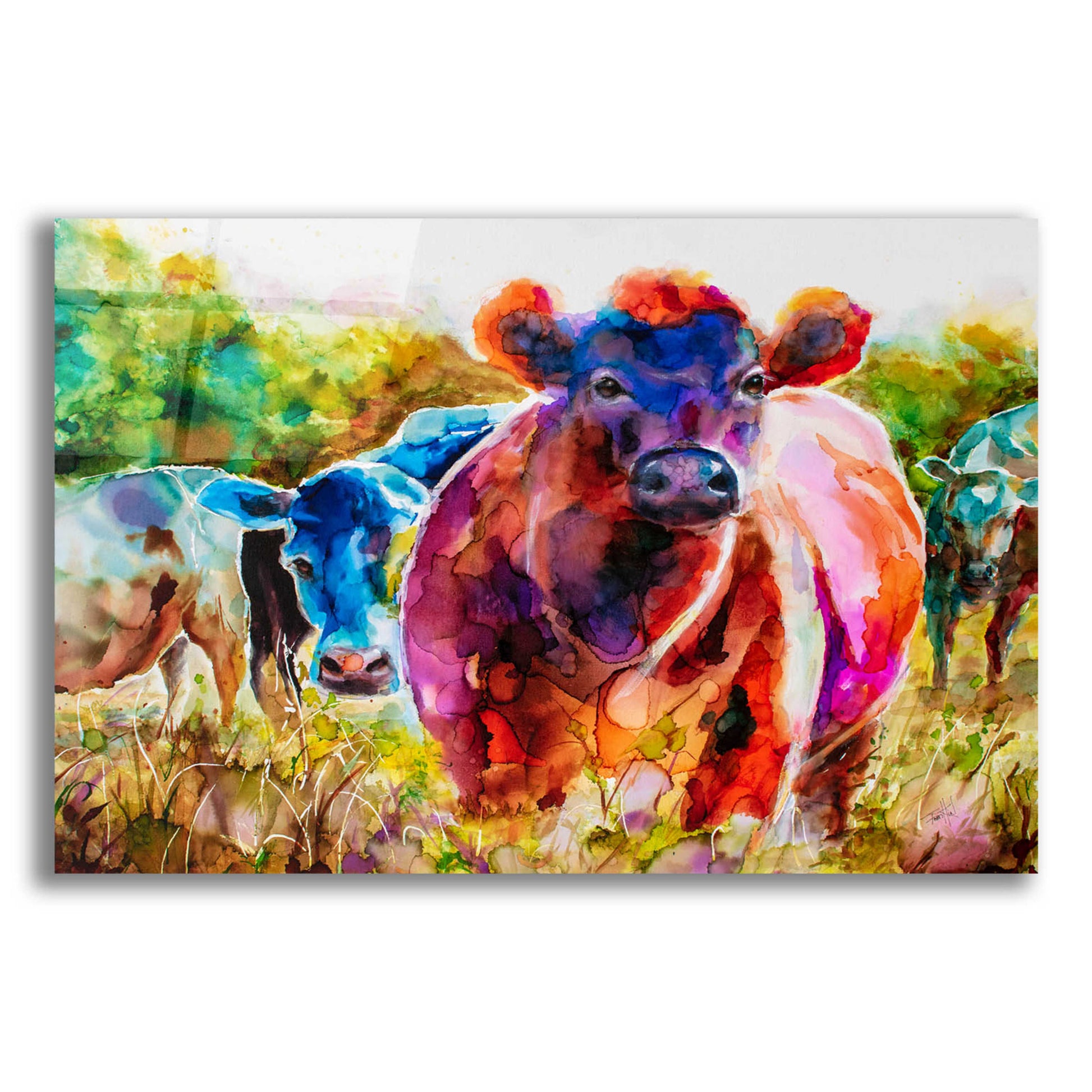 Epic Art 'Love Is A Cattlefield' by Leslie Franklin, Acrylic Glass Wall Art,16x12