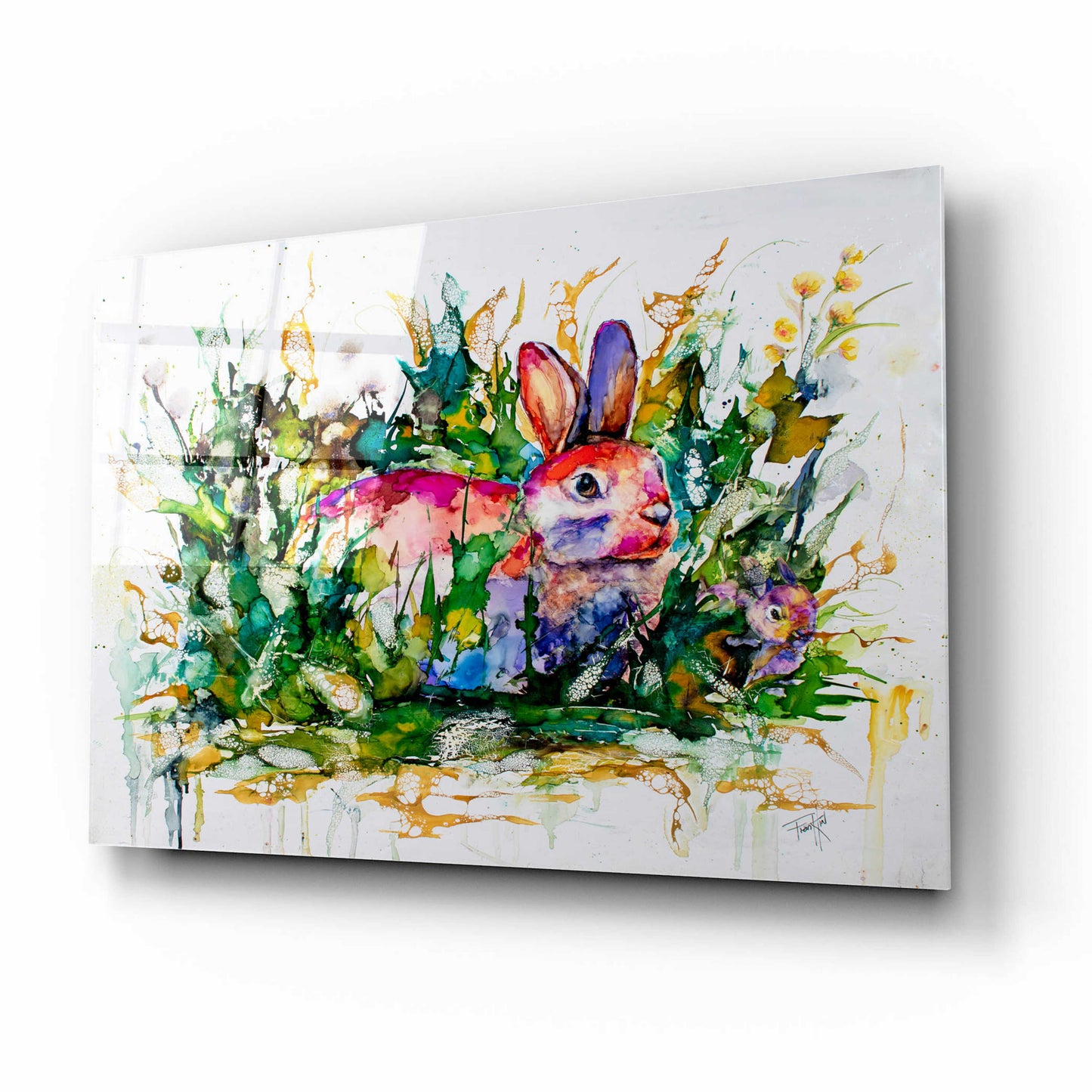 Epic Art 'Some Bunny's Hiding' by Leslie Franklin, Acrylic Glass Wall Art,16x12