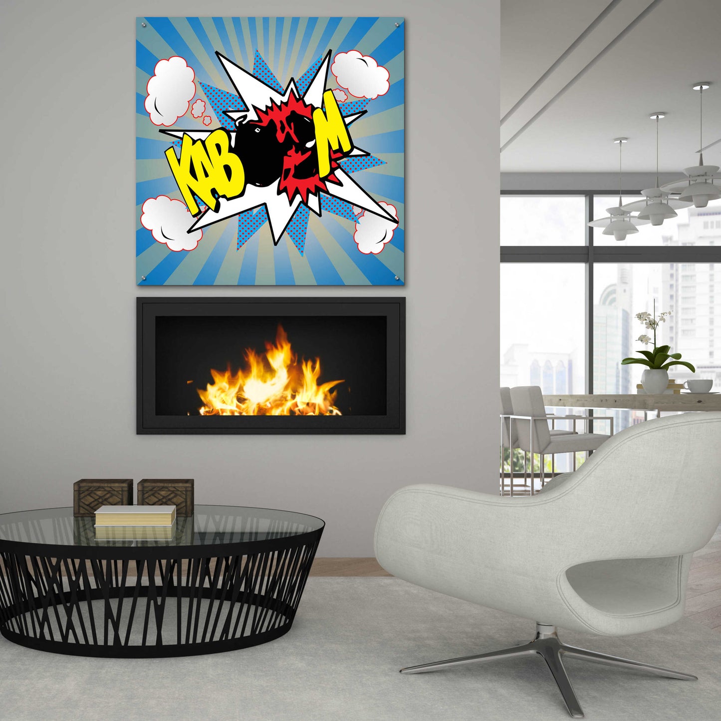 Epic Art 'Kaboom 2' by Mark Ashkenazi, Acrylic Glass Wall Art,36x36