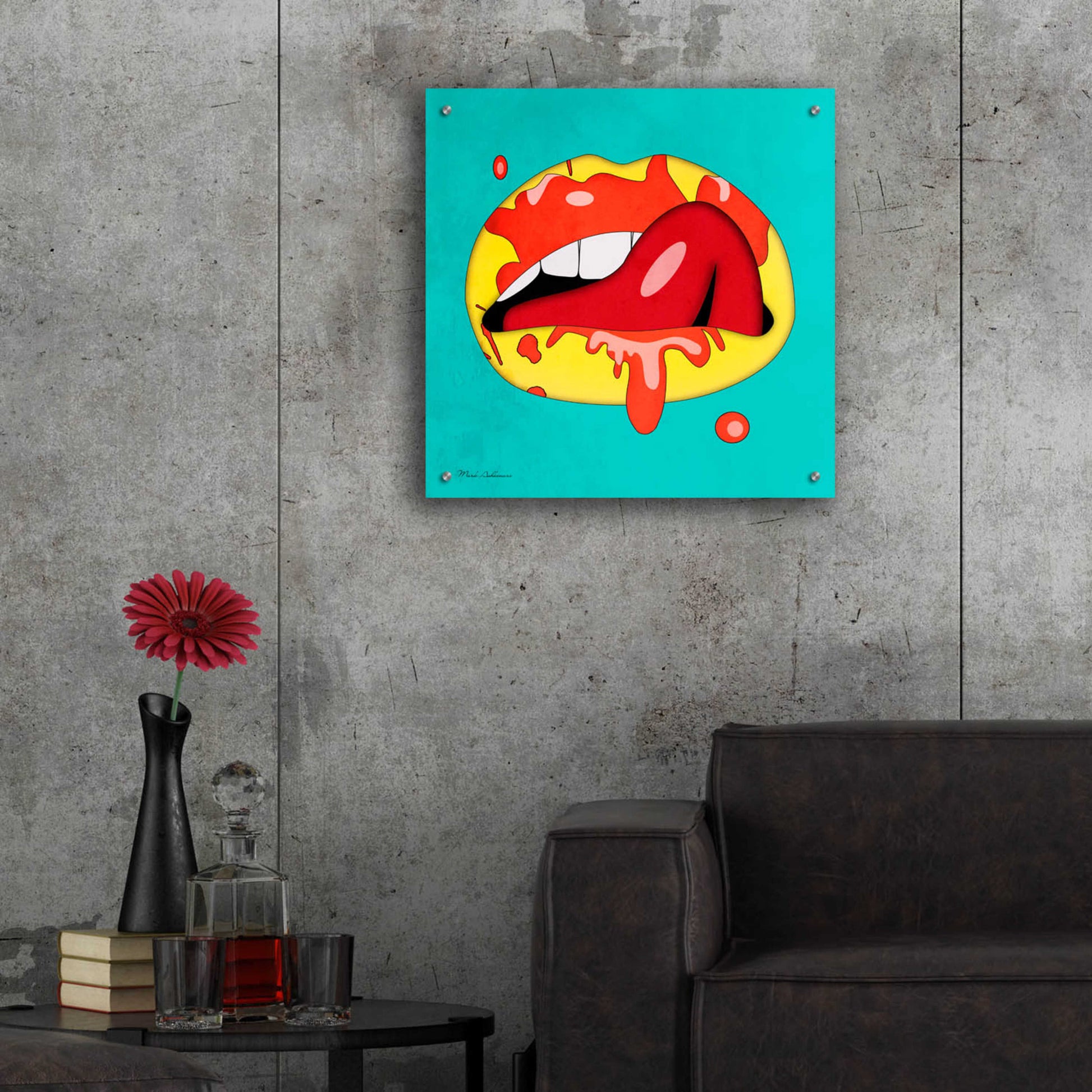 Epic Art 'Lips' by Mark Ashkenazi, Acrylic Glass Wall Art,24x24