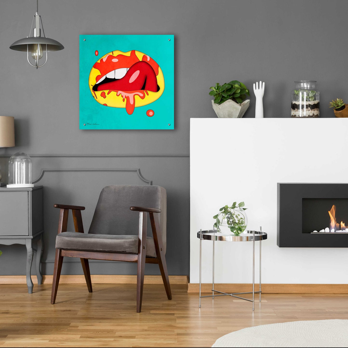 Epic Art 'Lips' by Mark Ashkenazi, Acrylic Glass Wall Art,24x24