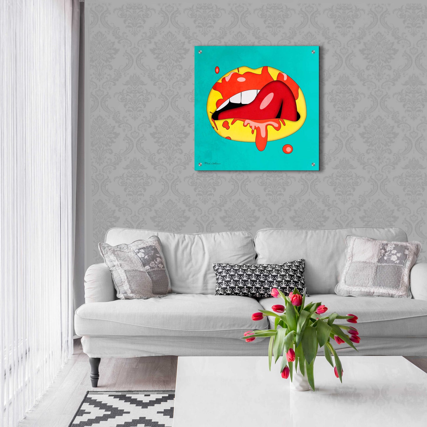 Epic Art 'Lips' by Mark Ashkenazi, Acrylic Glass Wall Art,24x24