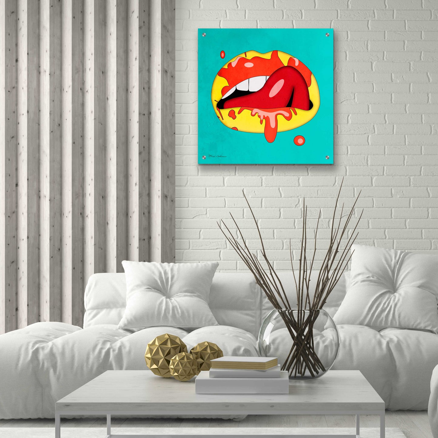 Epic Art 'Lips' by Mark Ashkenazi, Acrylic Glass Wall Art,24x24