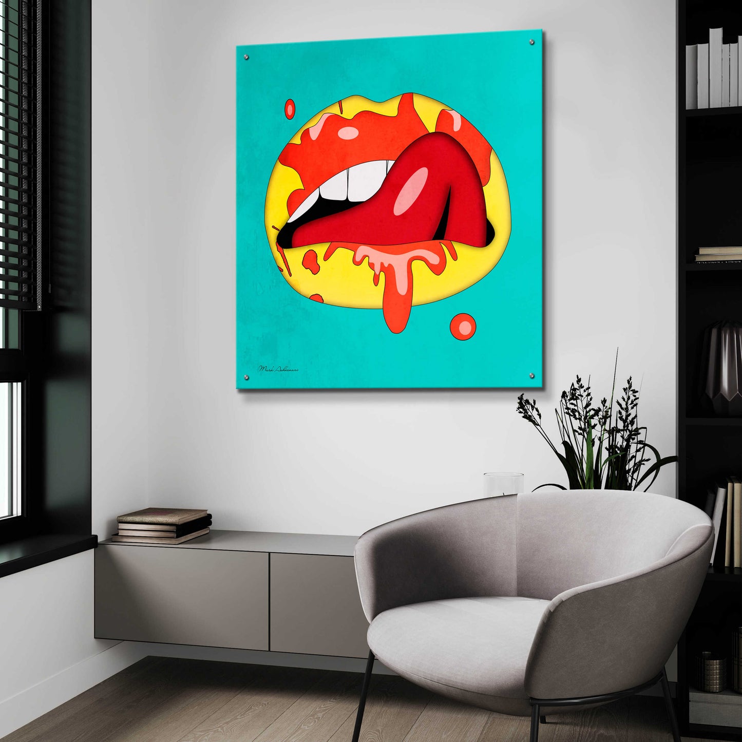 Epic Art 'Lips' by Mark Ashkenazi, Acrylic Glass Wall Art,36x36