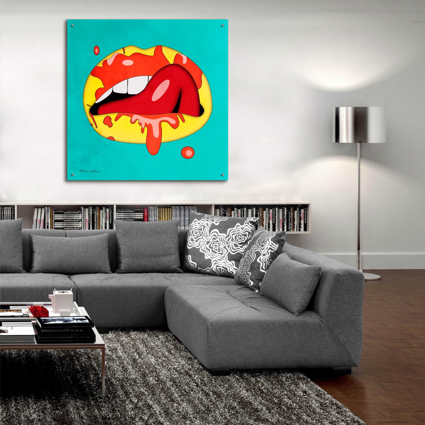 Epic Art 'Lips' by Mark Ashkenazi, Acrylic Glass Wall Art,36x36