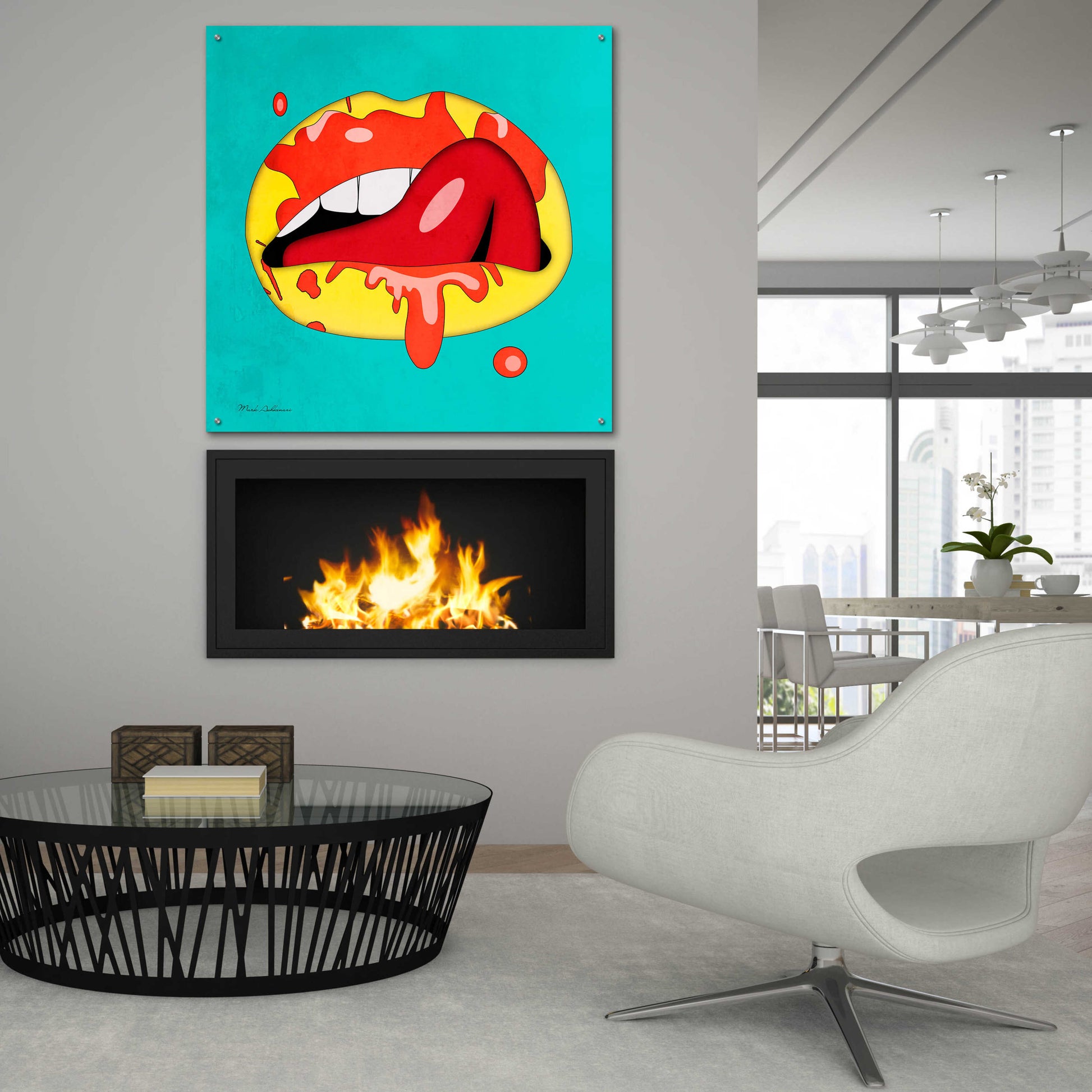 Epic Art 'Lips' by Mark Ashkenazi, Acrylic Glass Wall Art,36x36