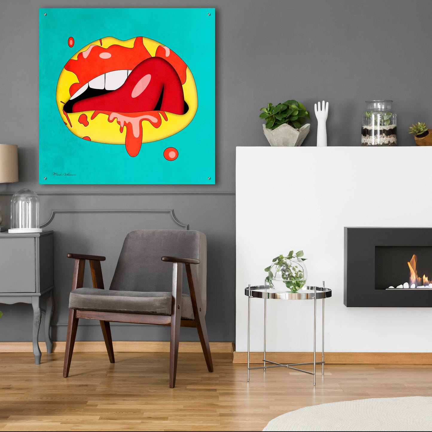 Epic Art 'Lips' by Mark Ashkenazi, Acrylic Glass Wall Art,36x36