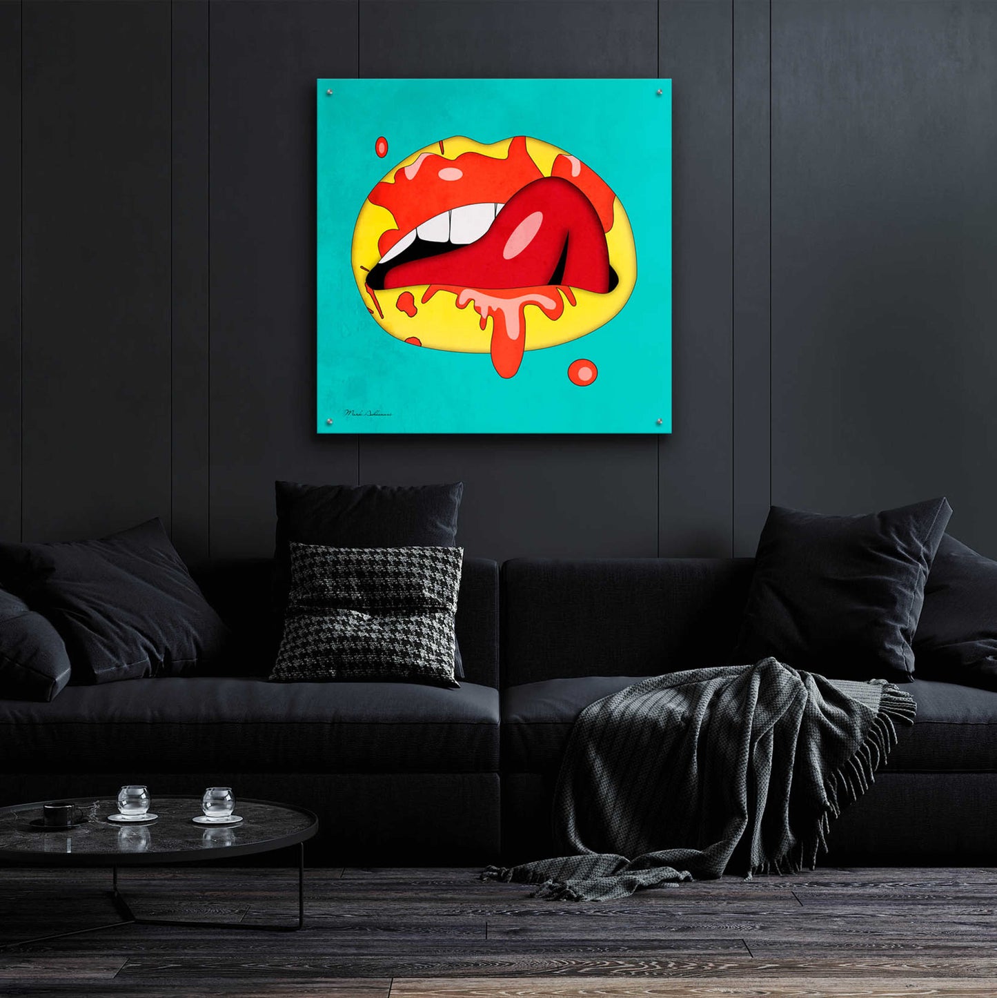 Epic Art 'Lips' by Mark Ashkenazi, Acrylic Glass Wall Art,36x36