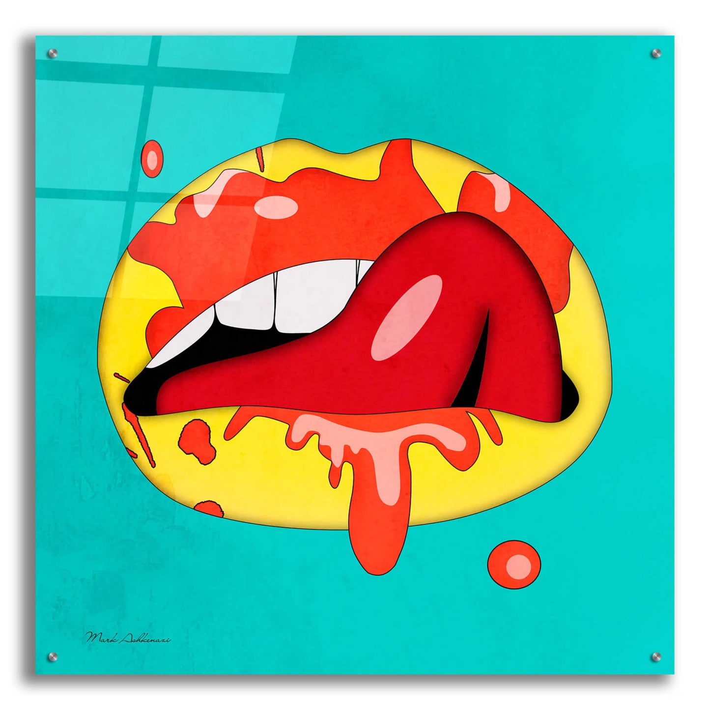 Epic Art 'Lips' by Mark Ashkenazi, Acrylic Glass Wall Art,36x36