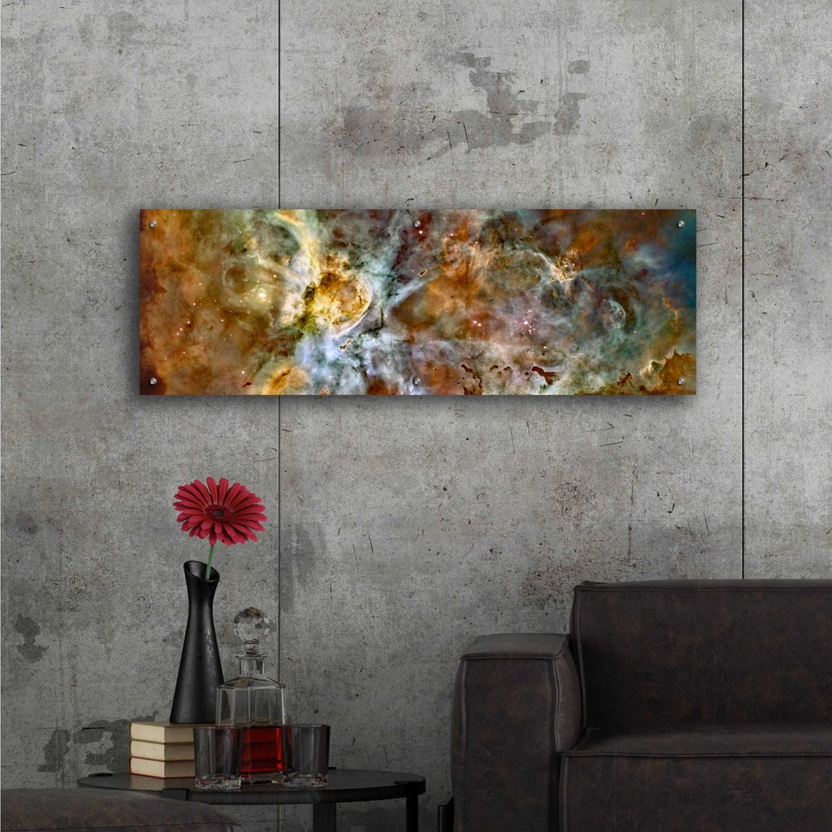 'Carina Nebula' Hubble Space Telescope, Acrylic Glass Wall Art,48x16