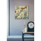 Epic Art 'Butterfly & Hollyhocks I' by Tim O'Toole, Acrylic Glass Wall Art,24x24