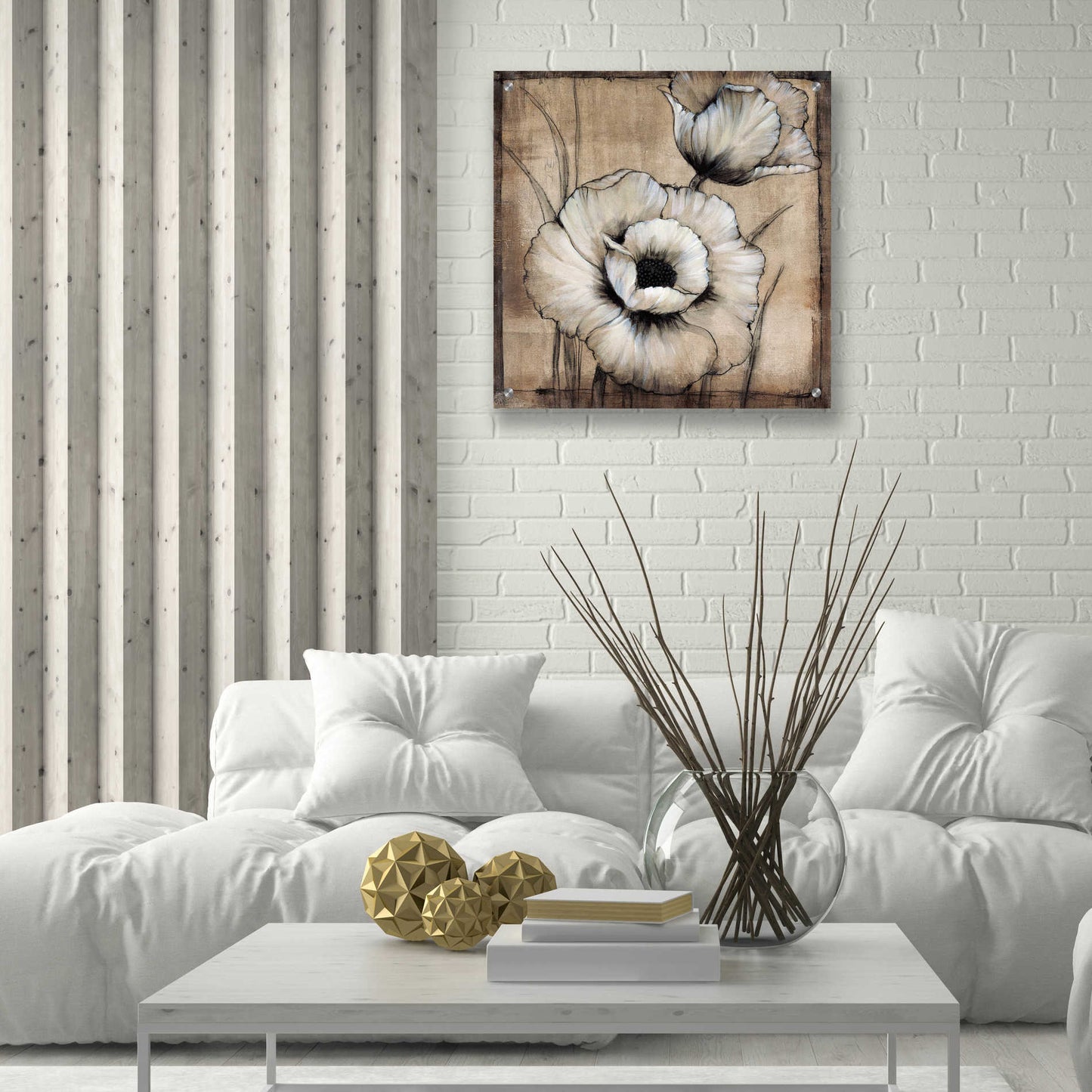 Epic Art 'Neutral Poppies I' by Tim O'Toole, Acrylic Glass Wall Art,24x24