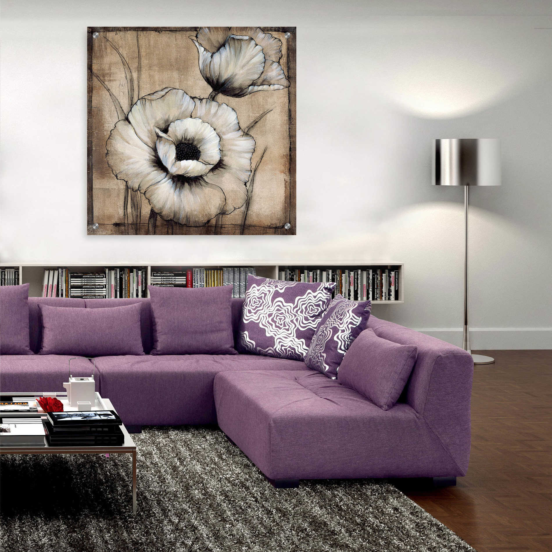 Epic Art 'Neutral Poppies I' by Tim O'Toole, Acrylic Glass Wall Art,36x36
