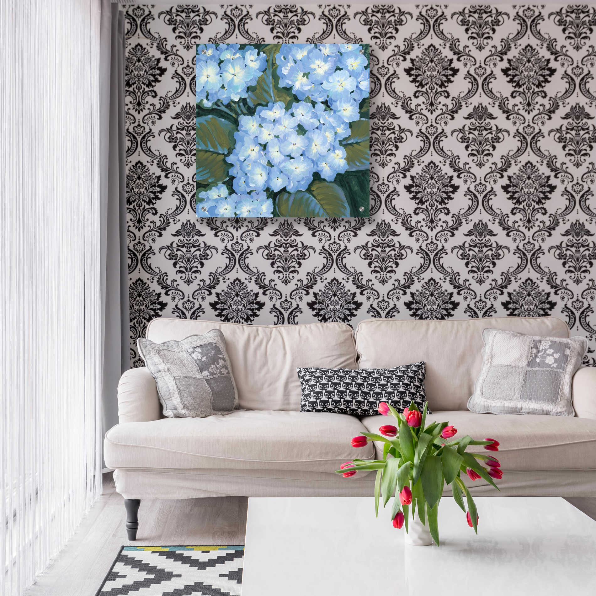 Epic Art 'Blue Hydrangeas I' by Tim O'Toole, Acrylic Glass Wall Art,24x24