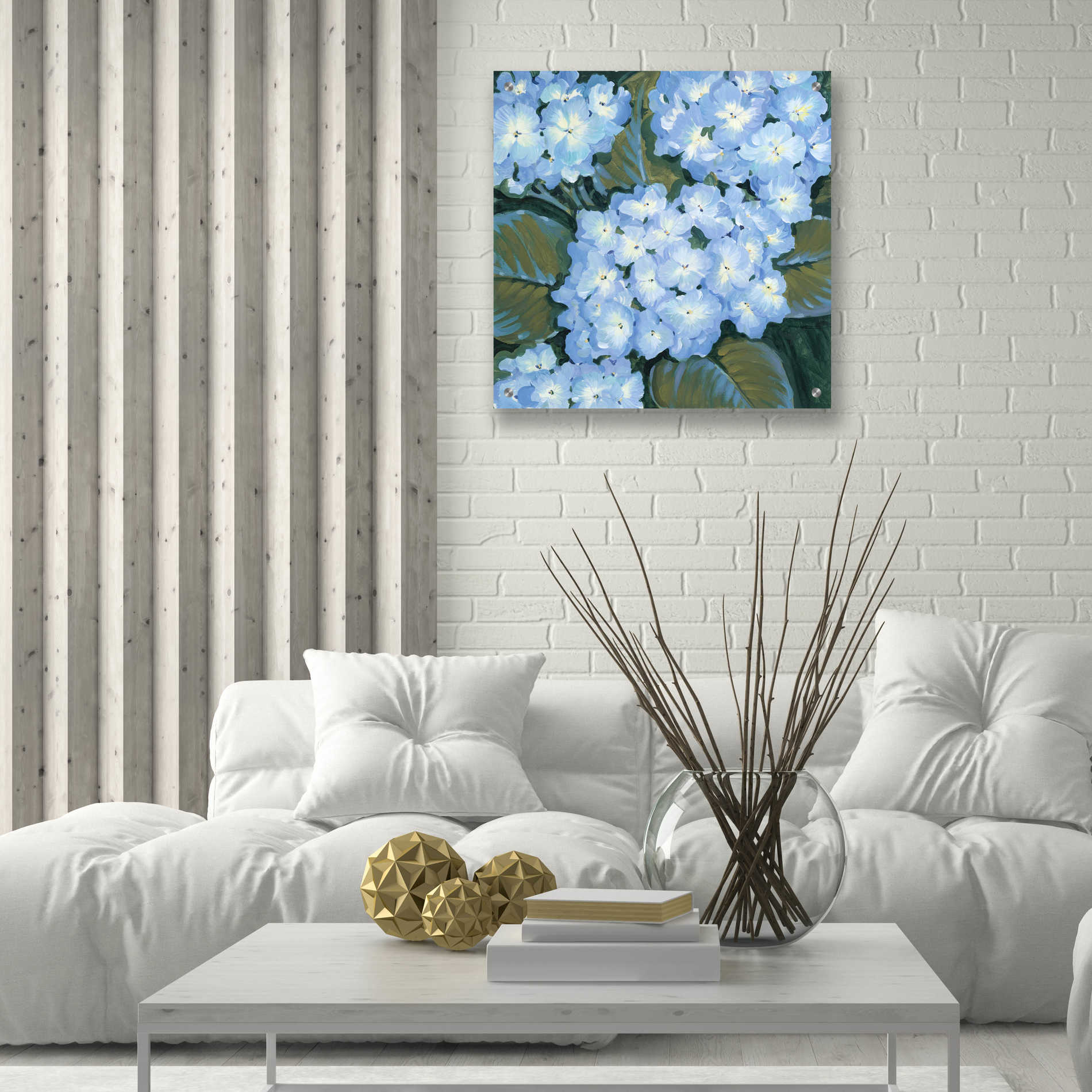 Epic Art 'Blue Hydrangeas I' by Tim O'Toole, Acrylic Glass Wall Art,24x24