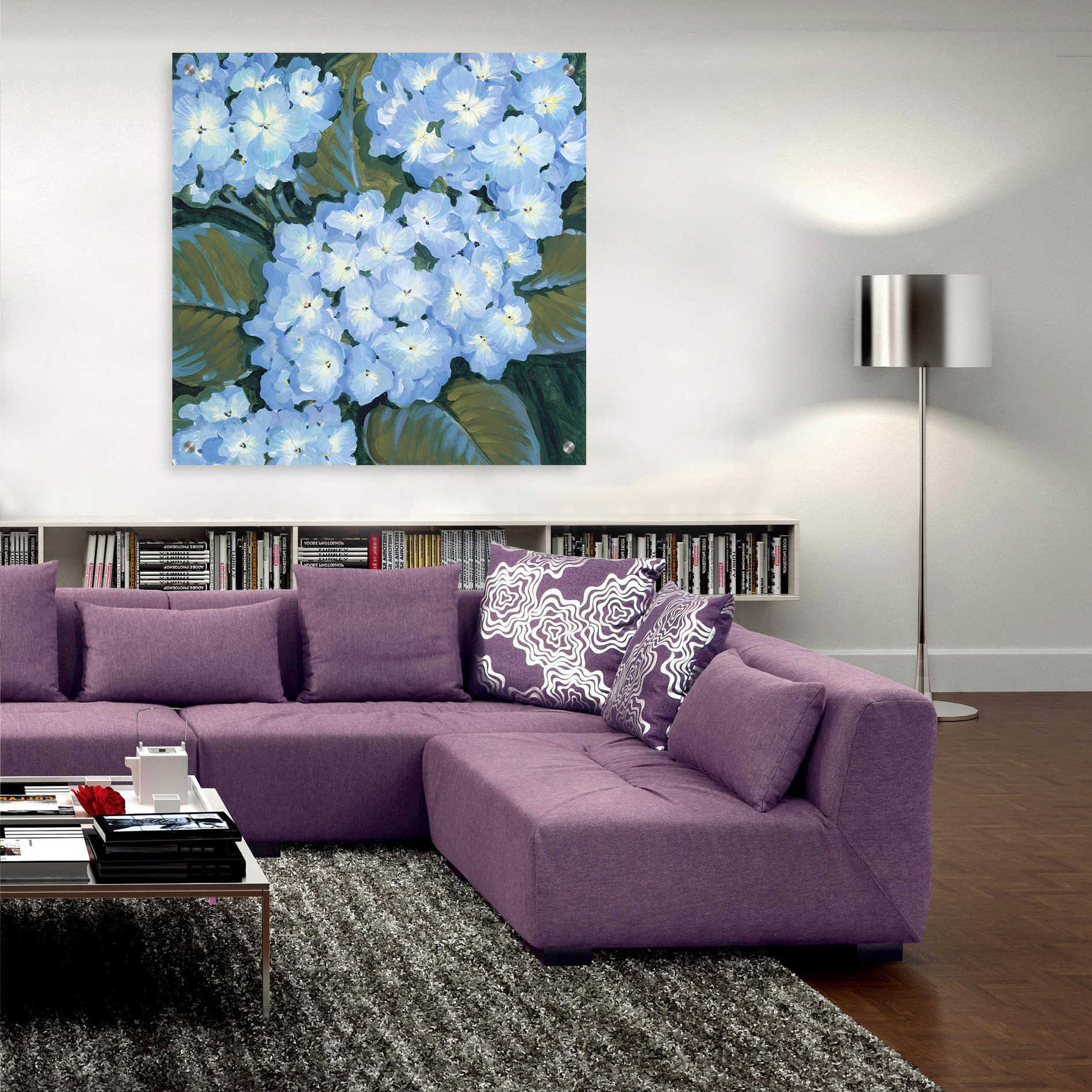 Epic Art 'Blue Hydrangeas I' by Tim O'Toole, Acrylic Glass Wall Art,36x36