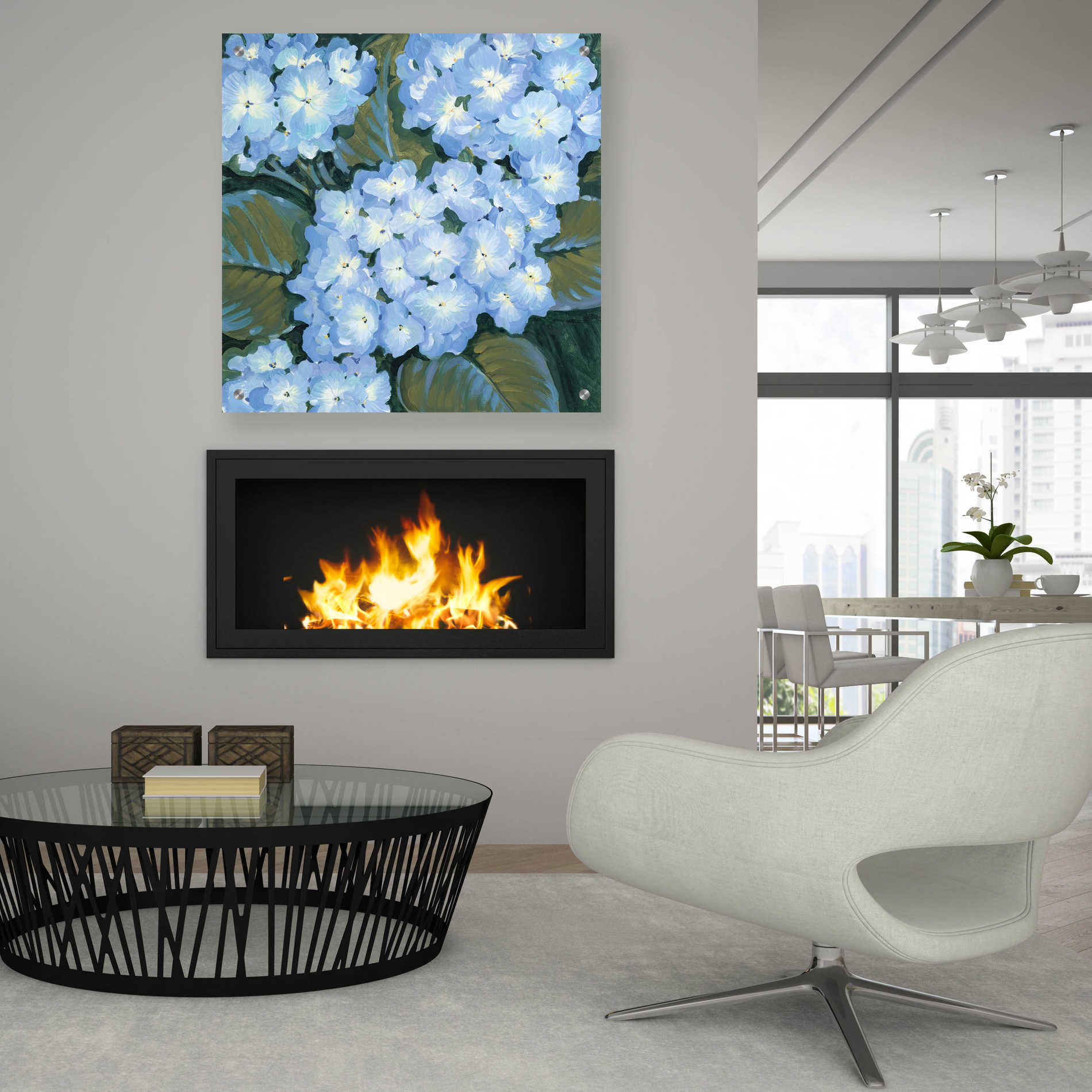 Epic Art 'Blue Hydrangeas I' by Tim O'Toole, Acrylic Glass Wall Art,36x36