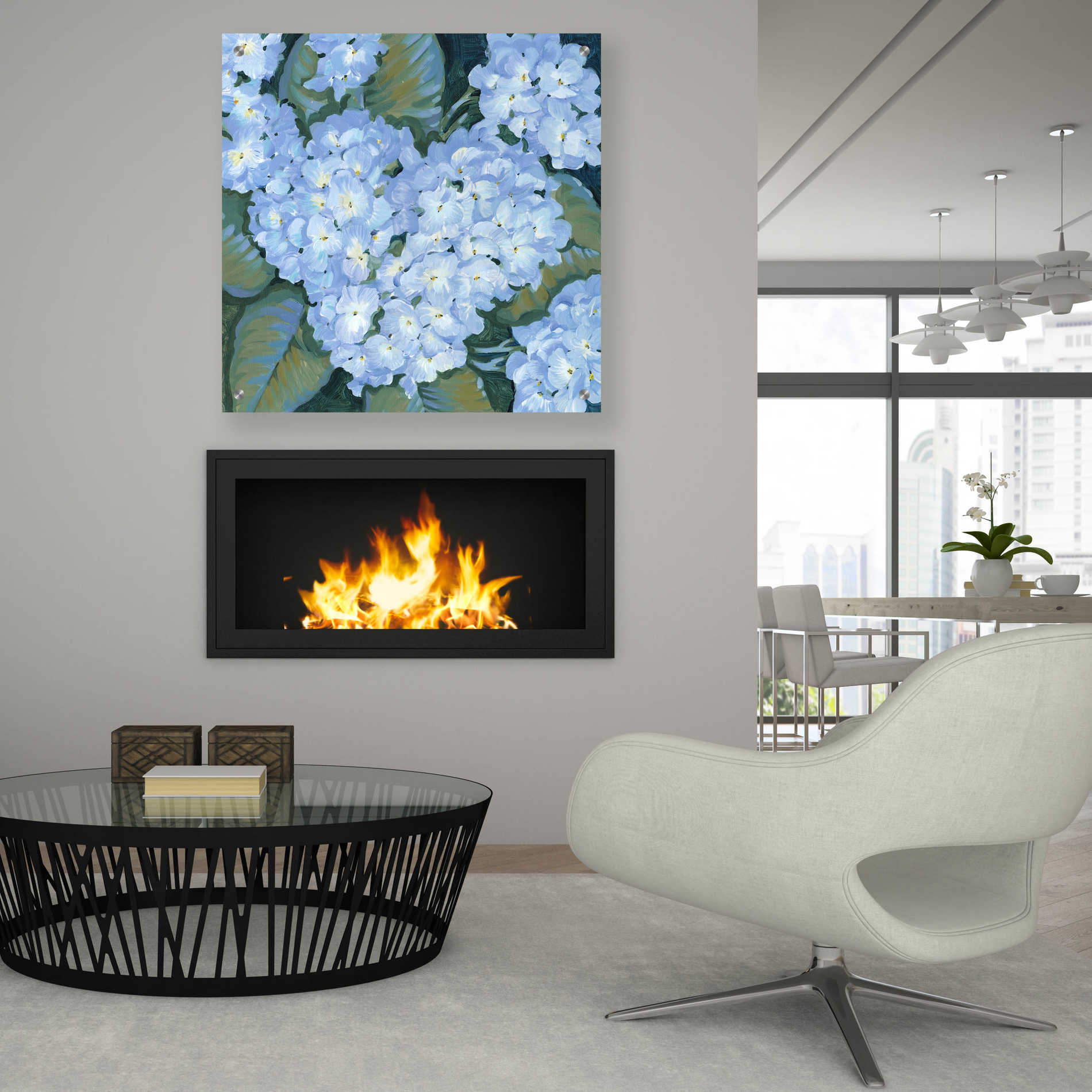 Epic Art 'Blue Hydrangeas II' by Tim O'Toole, Acrylic Glass Wall Art,36x36