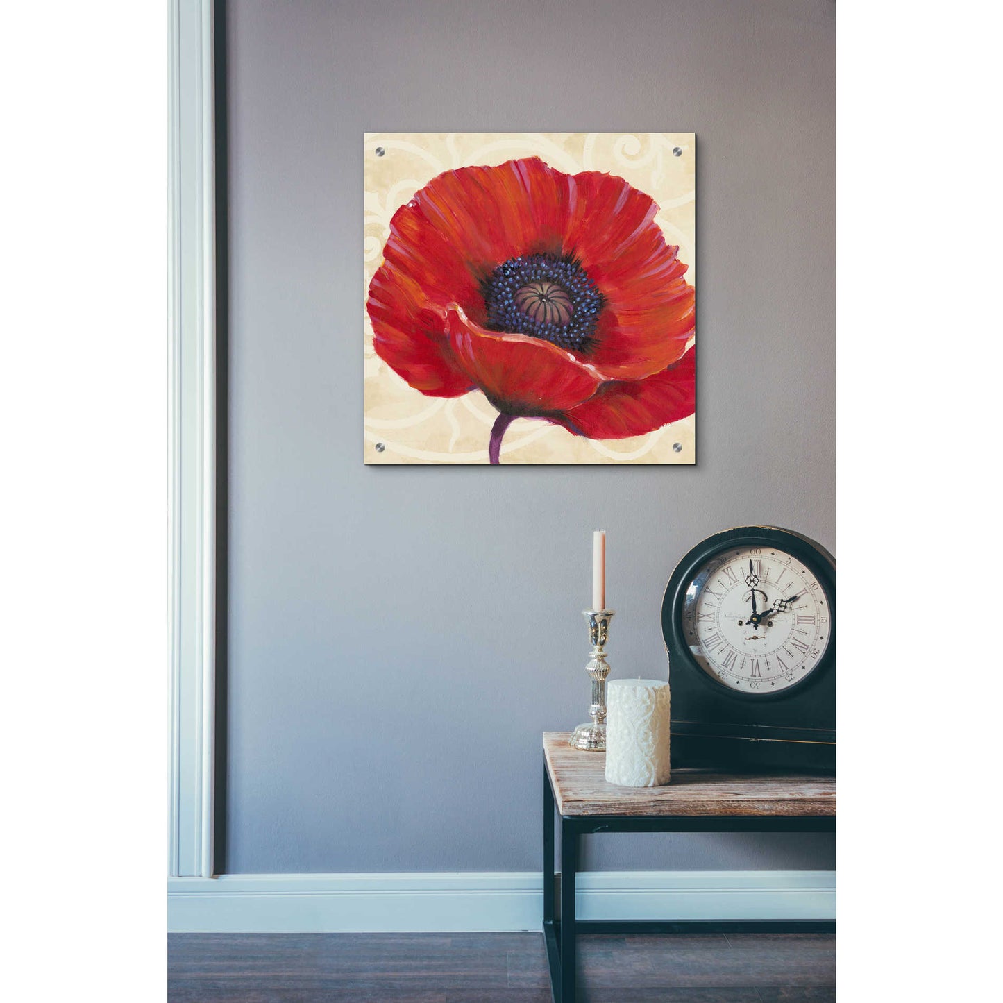 Epic Art 'Red Poppy I' by Tim O'Toole, Acrylic Glass Wall Art,24x24