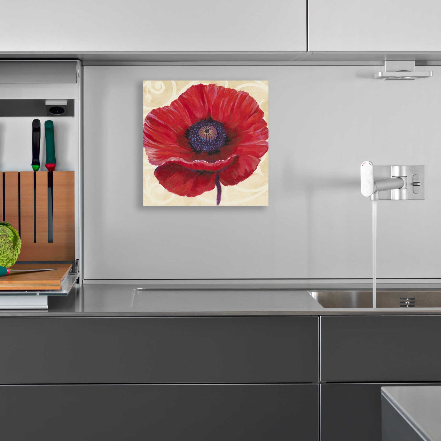 Epic Art 'Red Poppy II' by Tim O'Toole, Acrylic Glass Wall Art,12x12