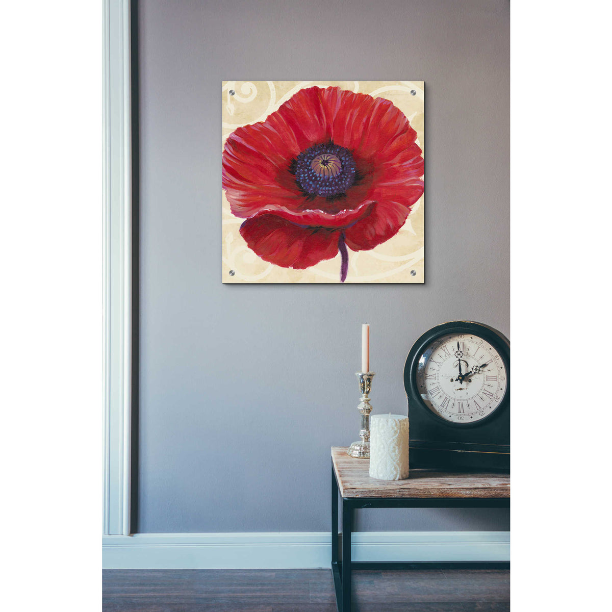 Epic Art 'Red Poppy II' by Tim O'Toole, Acrylic Glass Wall Art,24x24