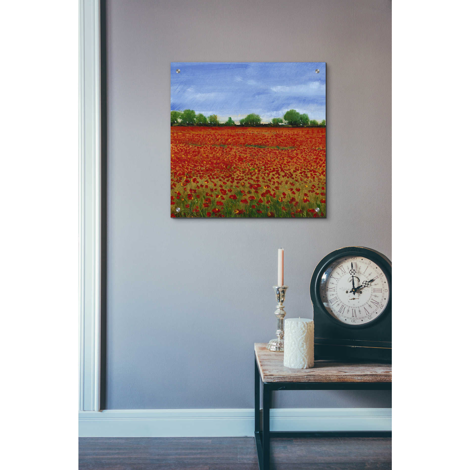 Epic Art 'Field of Poppies I' by Tim O'Toole, Acrylic Glass Wall Art,24x24