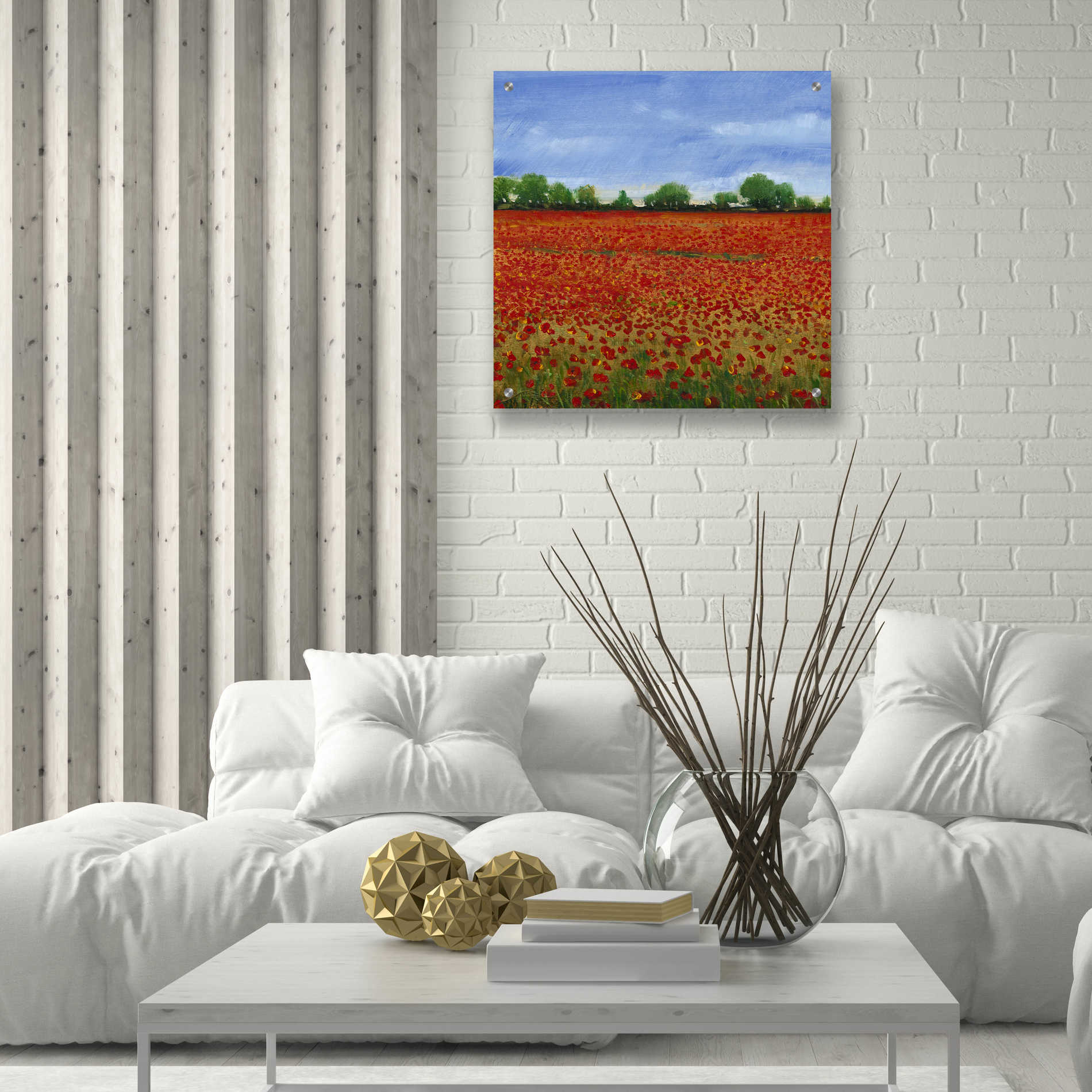 Epic Art 'Field of Poppies I' by Tim O'Toole, Acrylic Glass Wall Art,24x24