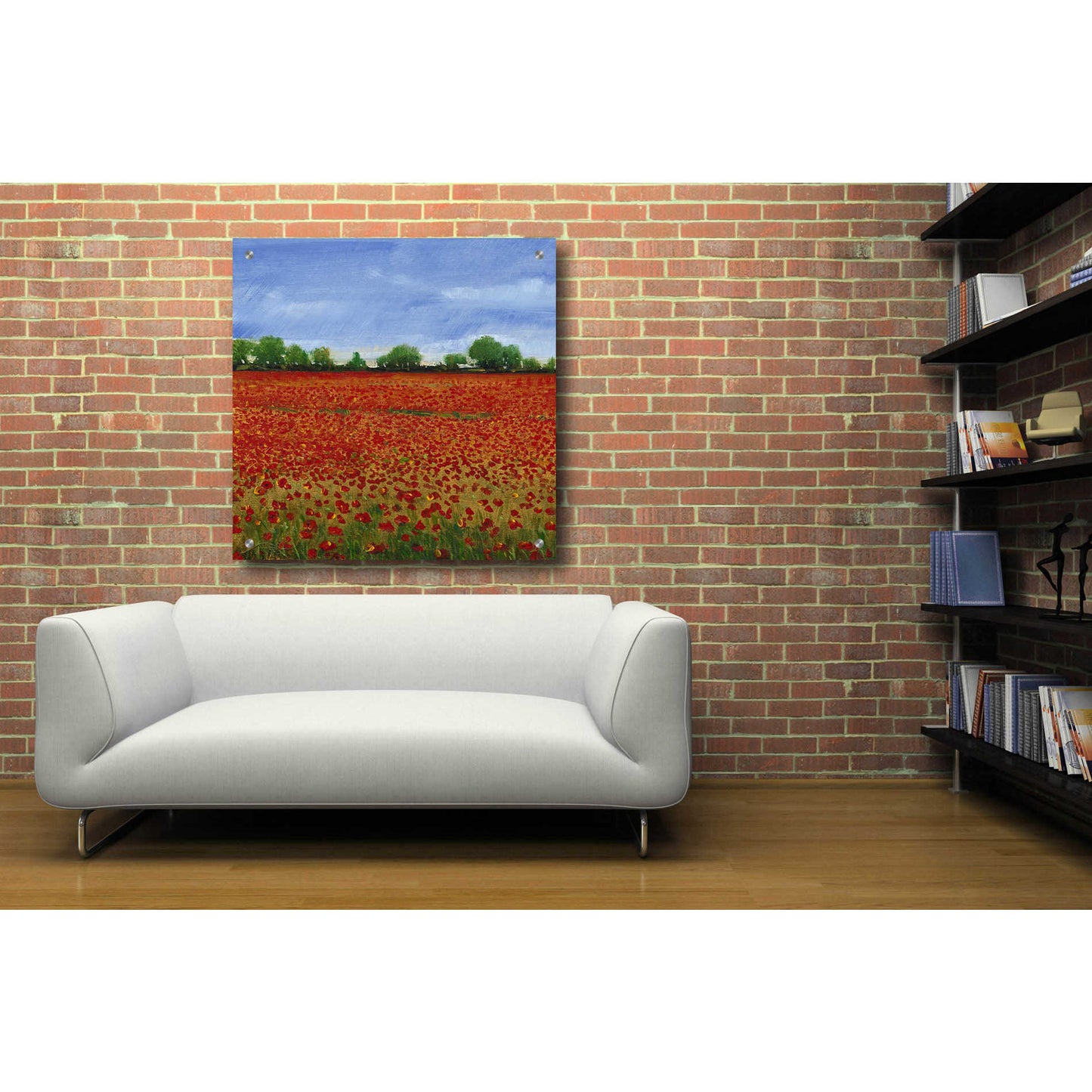 Epic Art 'Field of Poppies I' by Tim O'Toole, Acrylic Glass Wall Art,36x36