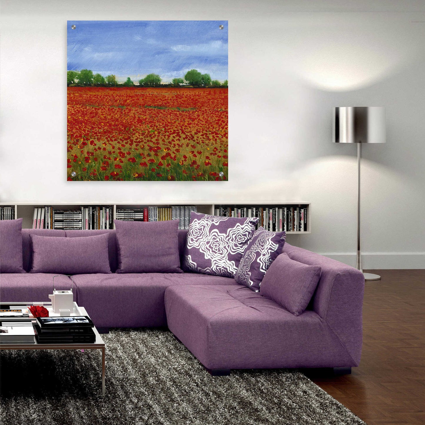 Epic Art 'Field of Poppies I' by Tim O'Toole, Acrylic Glass Wall Art,36x36