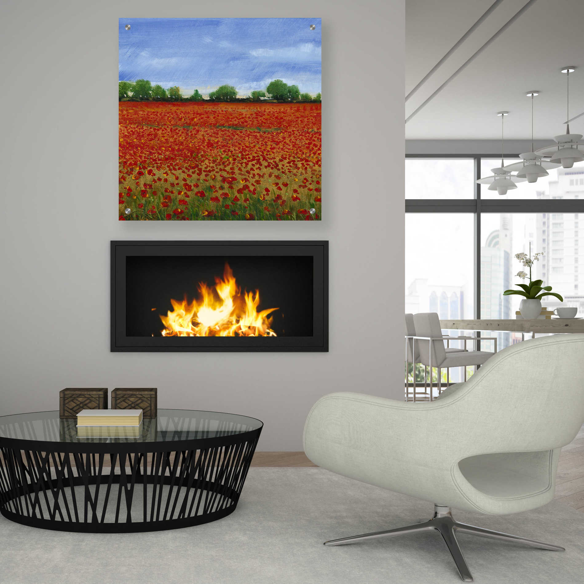 Epic Art 'Field of Poppies I' by Tim O'Toole, Acrylic Glass Wall Art,36x36