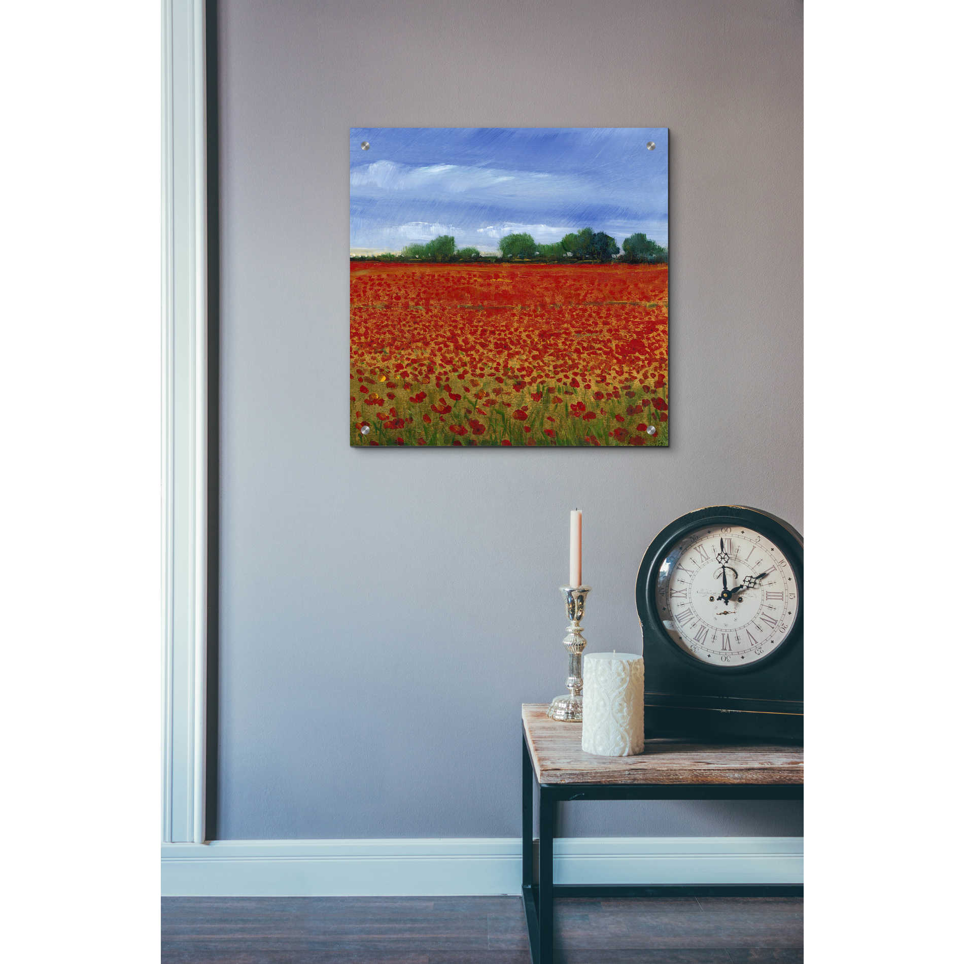 Epic Art 'Field of Poppies II' by Tim O'Toole, Acrylic Glass Wall Art,24x24