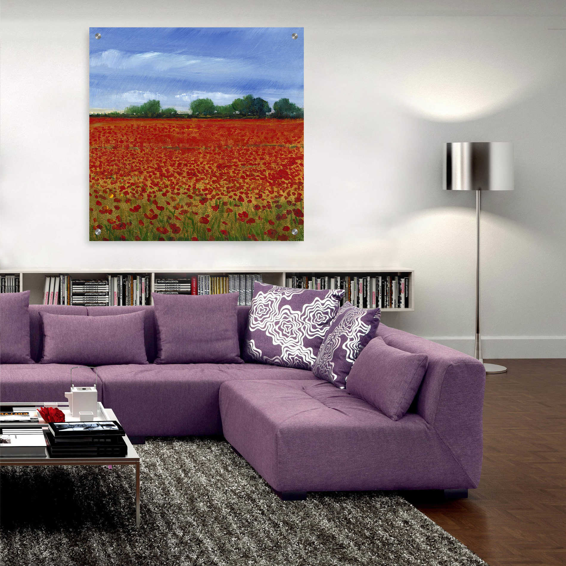 Epic Art 'Field of Poppies II' by Tim O'Toole, Acrylic Glass Wall Art,36x36