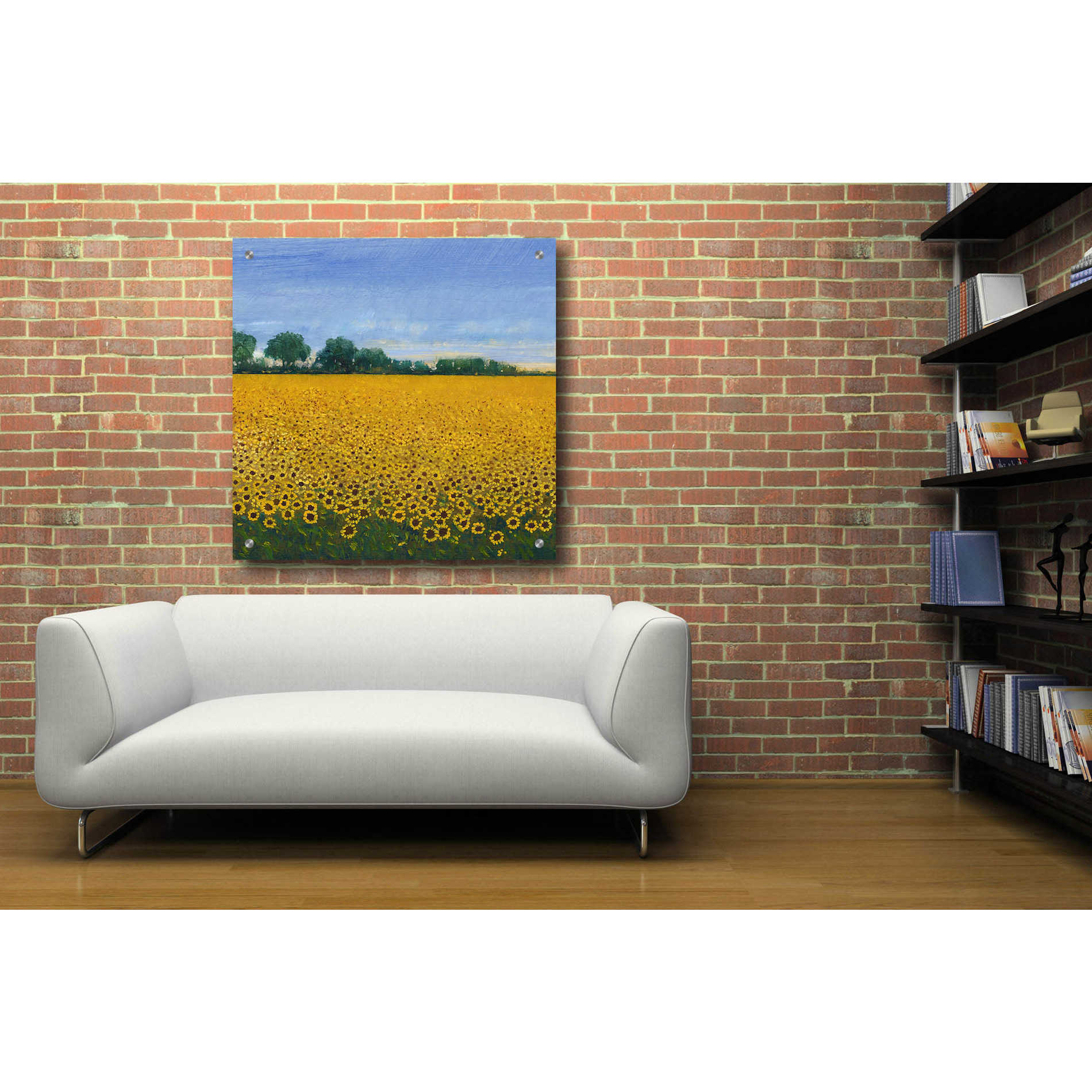 Epic Art 'Field of Sunflowers I' by Tim O'Toole, Acrylic Glass Wall Art,36x36