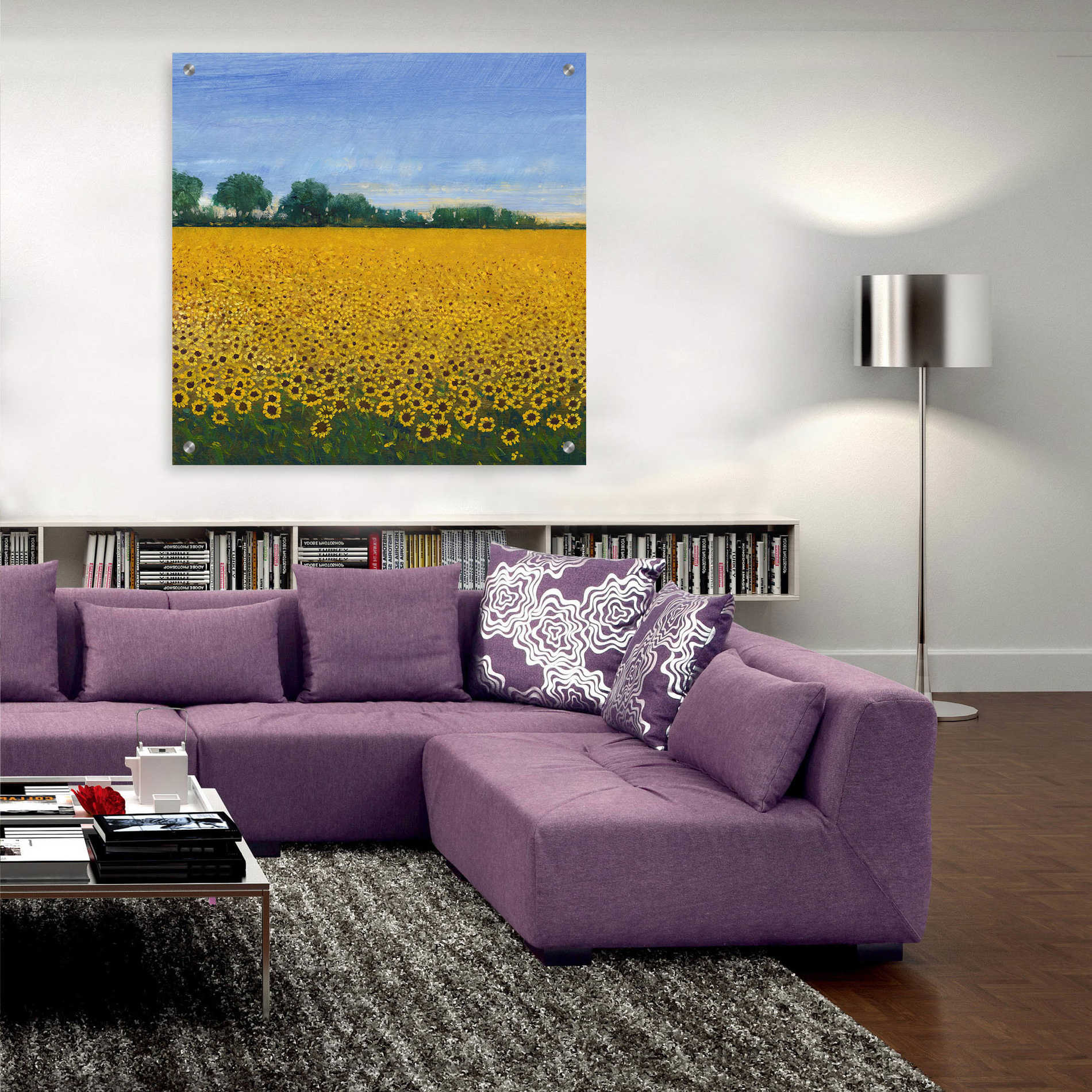 Epic Art 'Field of Sunflowers I' by Tim O'Toole, Acrylic Glass Wall Art,36x36