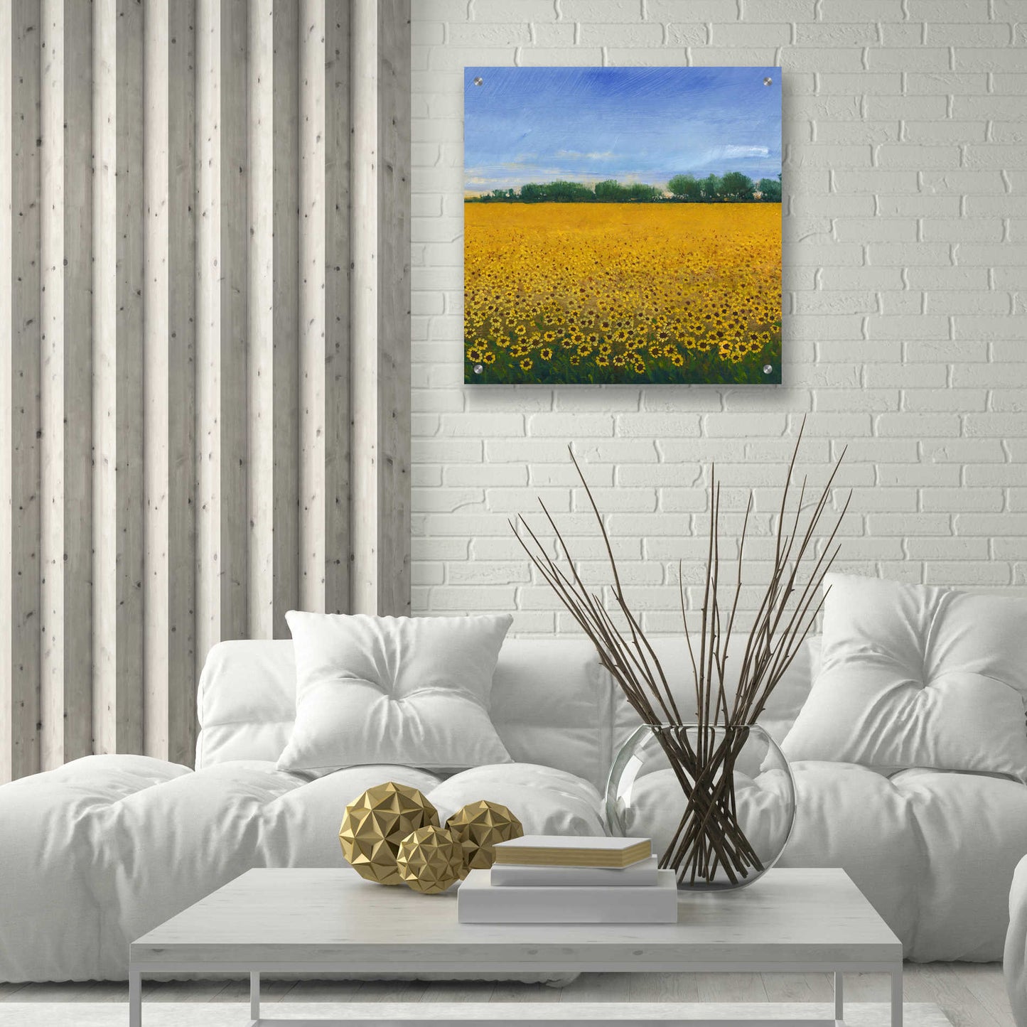 Epic Art 'Field of Sunflowers II' by Tim O'Toole, Acrylic Glass Wall Art,24x24