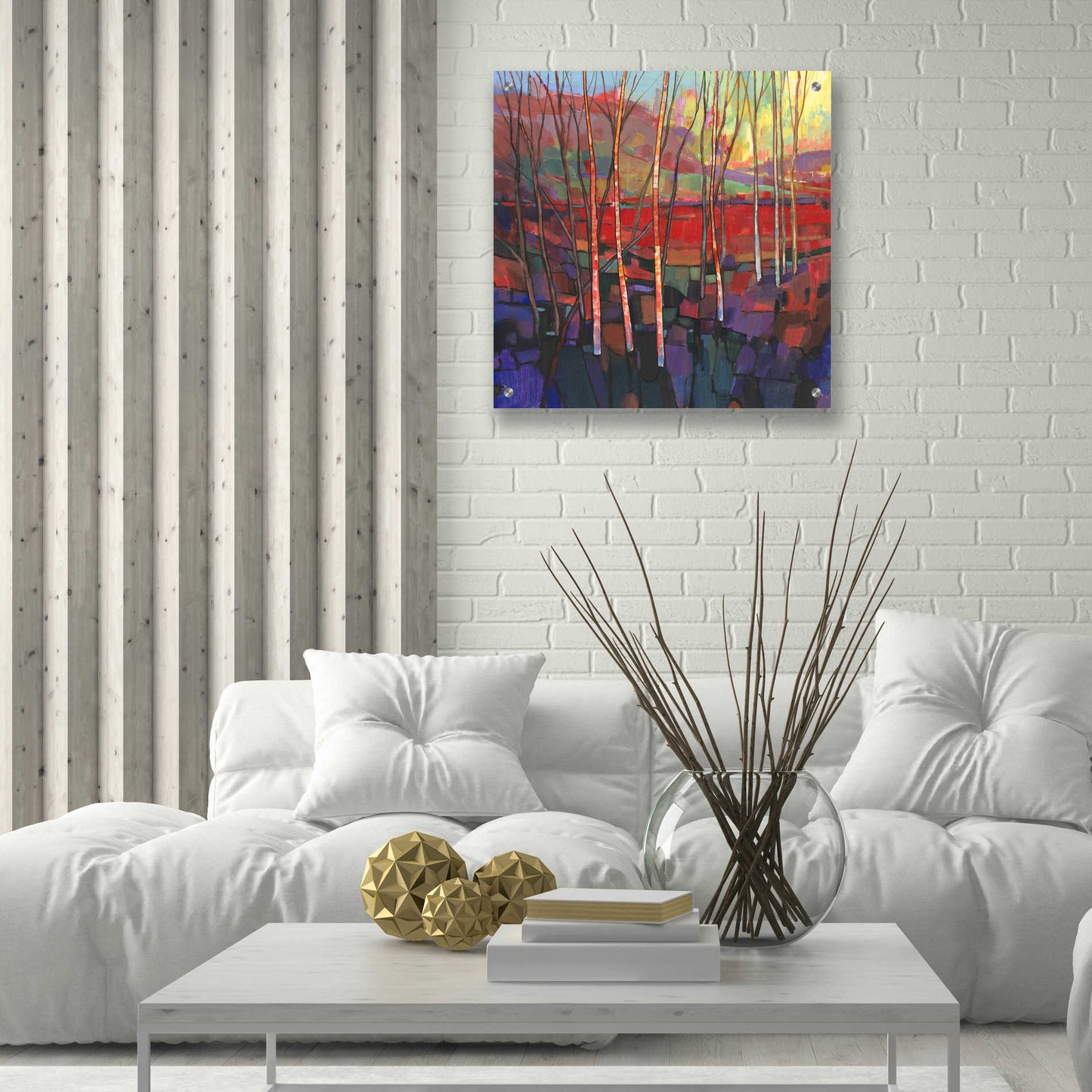 Epic Art 'Patchwork Trees II' by Tim O'Toole, Acrylic Glass Wall Art,24x24