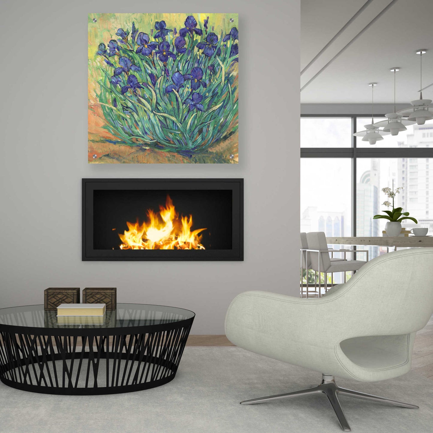 Epic Art 'Irises in Bloom I' by Tim O'Toole, Acrylic Glass Wall Art,36x36