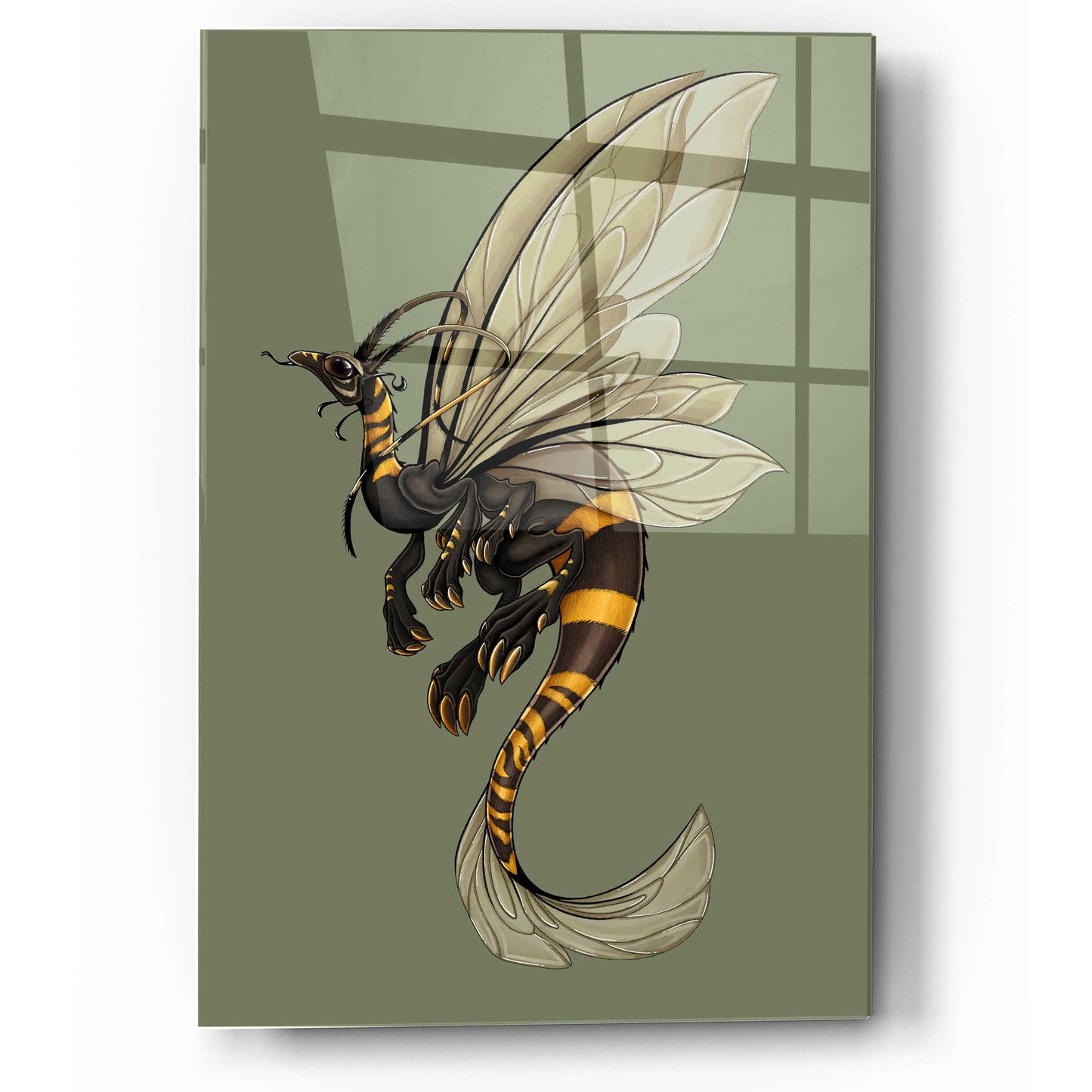 Epic Art 'Bee Dragon Celadon' by Avery Multer, Acrylic Glass Wall Art,12x16