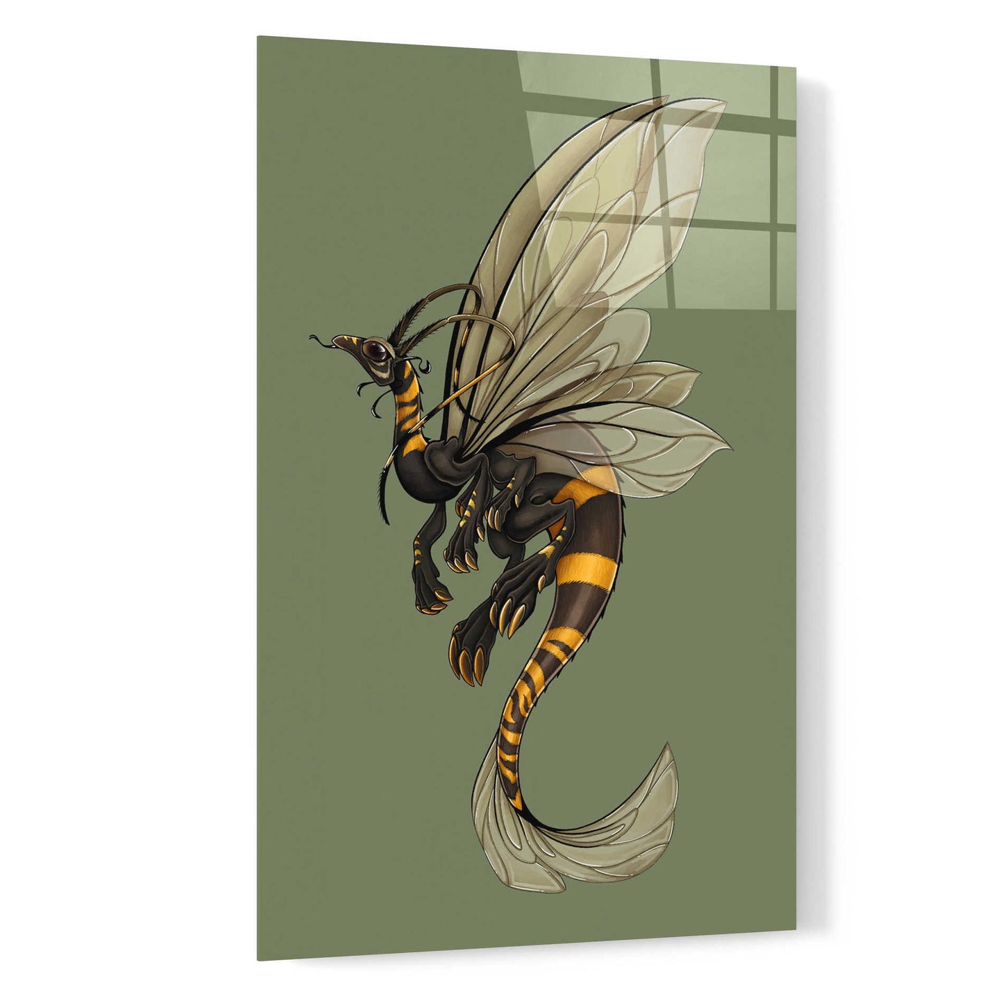 Epic Art 'Bee Dragon Celadon' by Avery Multer, Acrylic Glass Wall Art,16x24