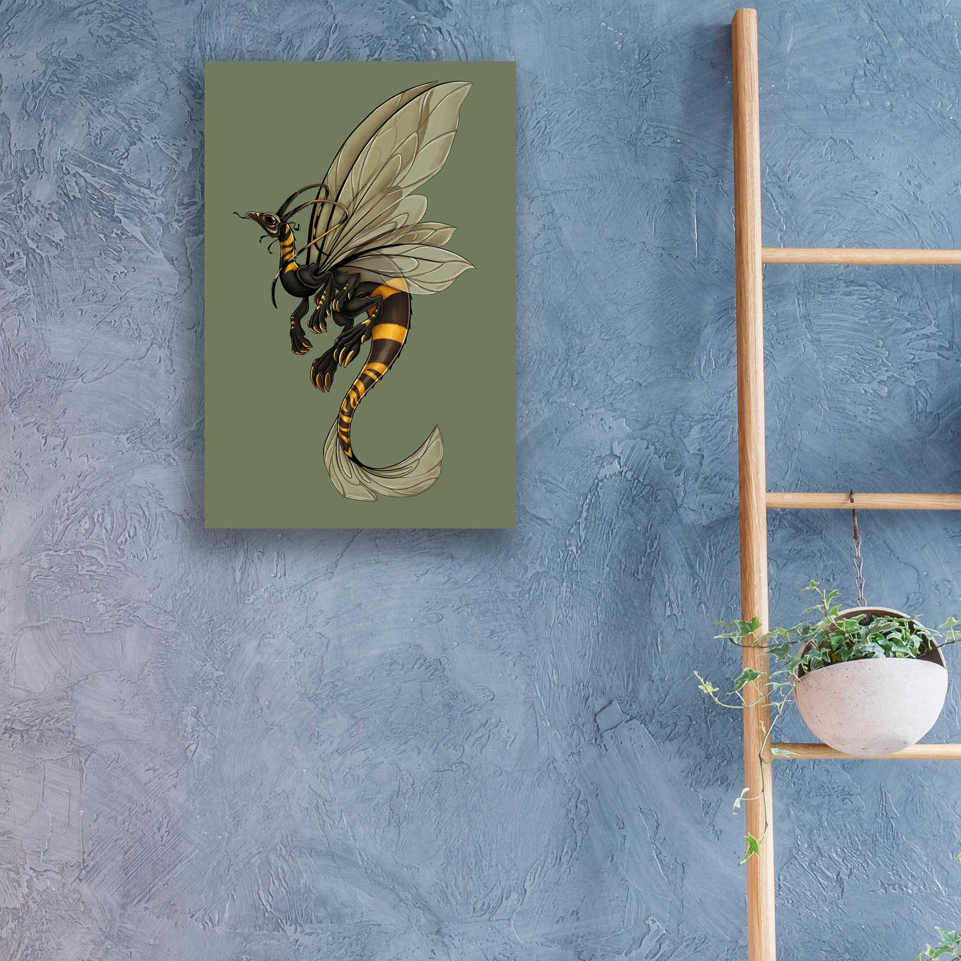 Epic Art 'Bee Dragon Celadon' by Avery Multer, Acrylic Glass Wall Art,16x24