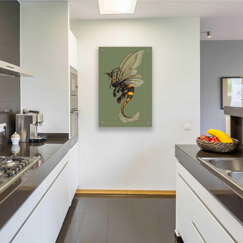 Epic Art 'Bee Dragon Celadon' by Avery Multer, Acrylic Glass Wall Art,24x36
