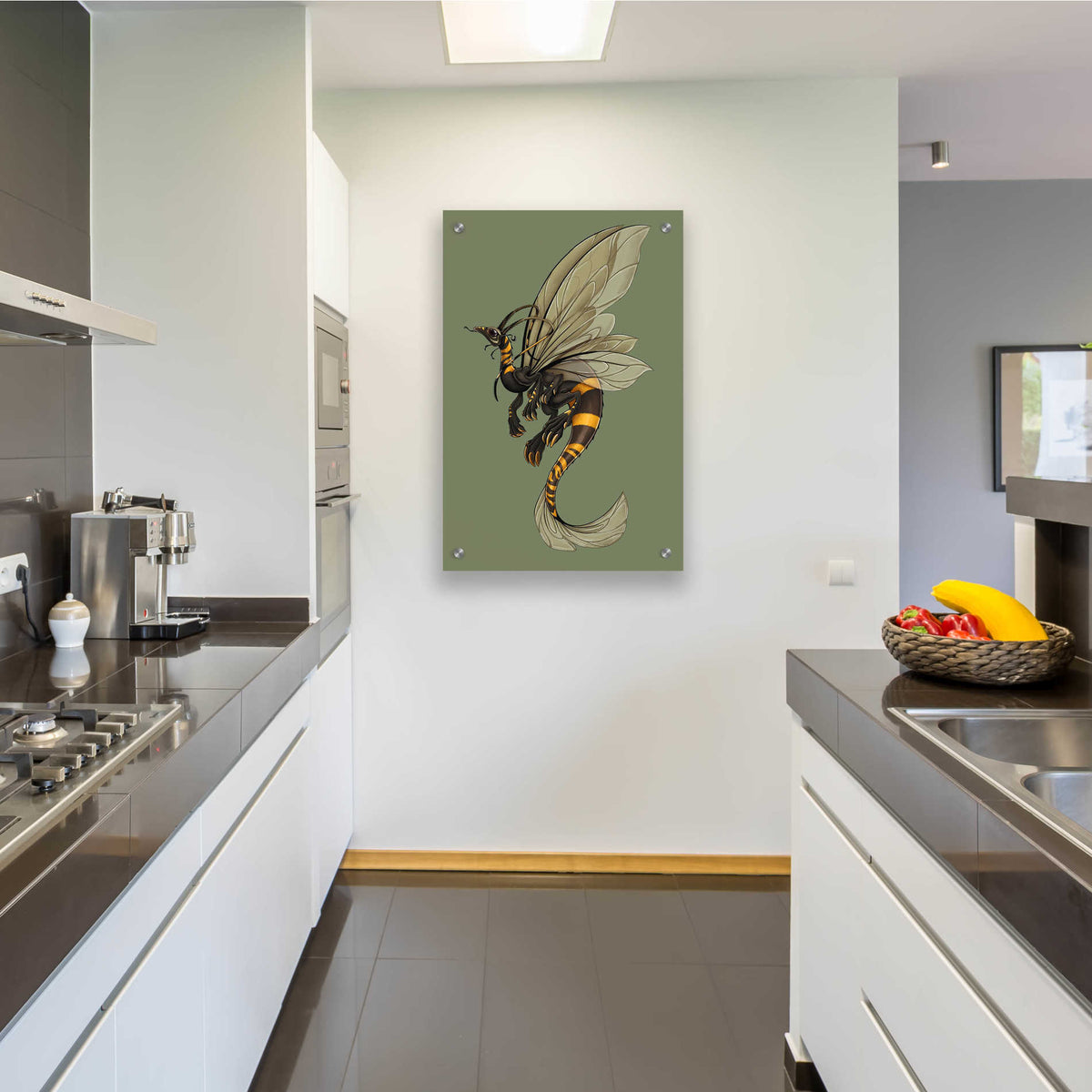 Epic Art 'Bee Dragon Celadon' by Avery Multer, Acrylic Glass Wall Art,24x36
